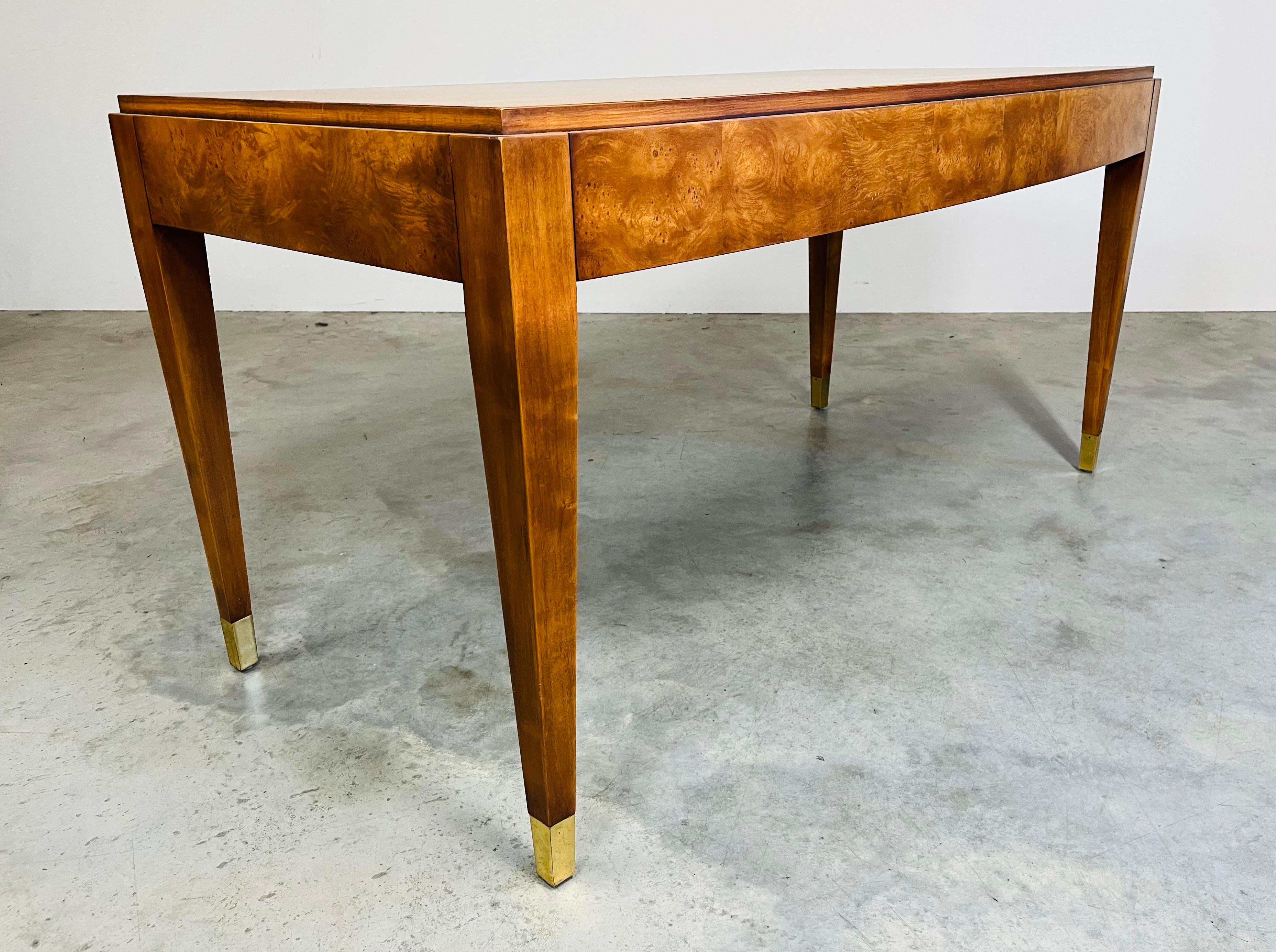 Regency Olive Burlwood & Brass Executive Desk By E.J. Victor 5