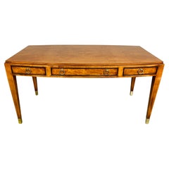 Regency Olive Burlwood & Brass Executive Desk By E.J. Victor