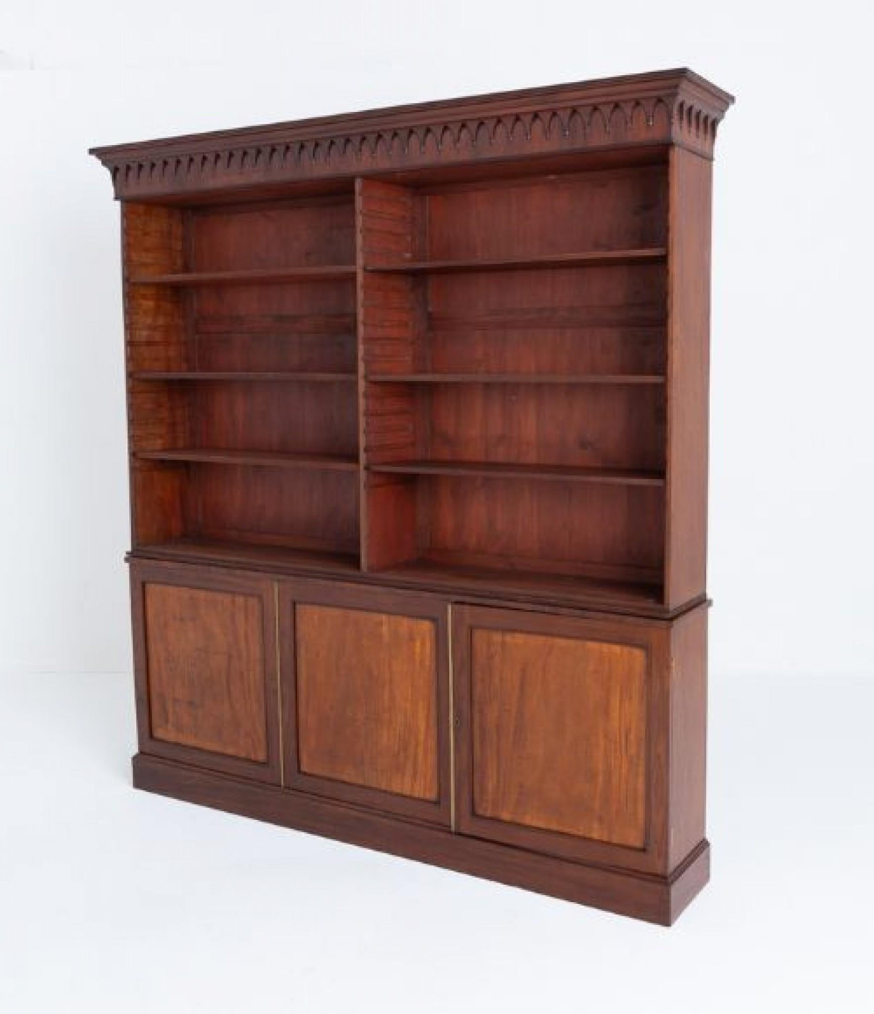 Regency Open Bookcase Double Book Shelf Period For Sale 6