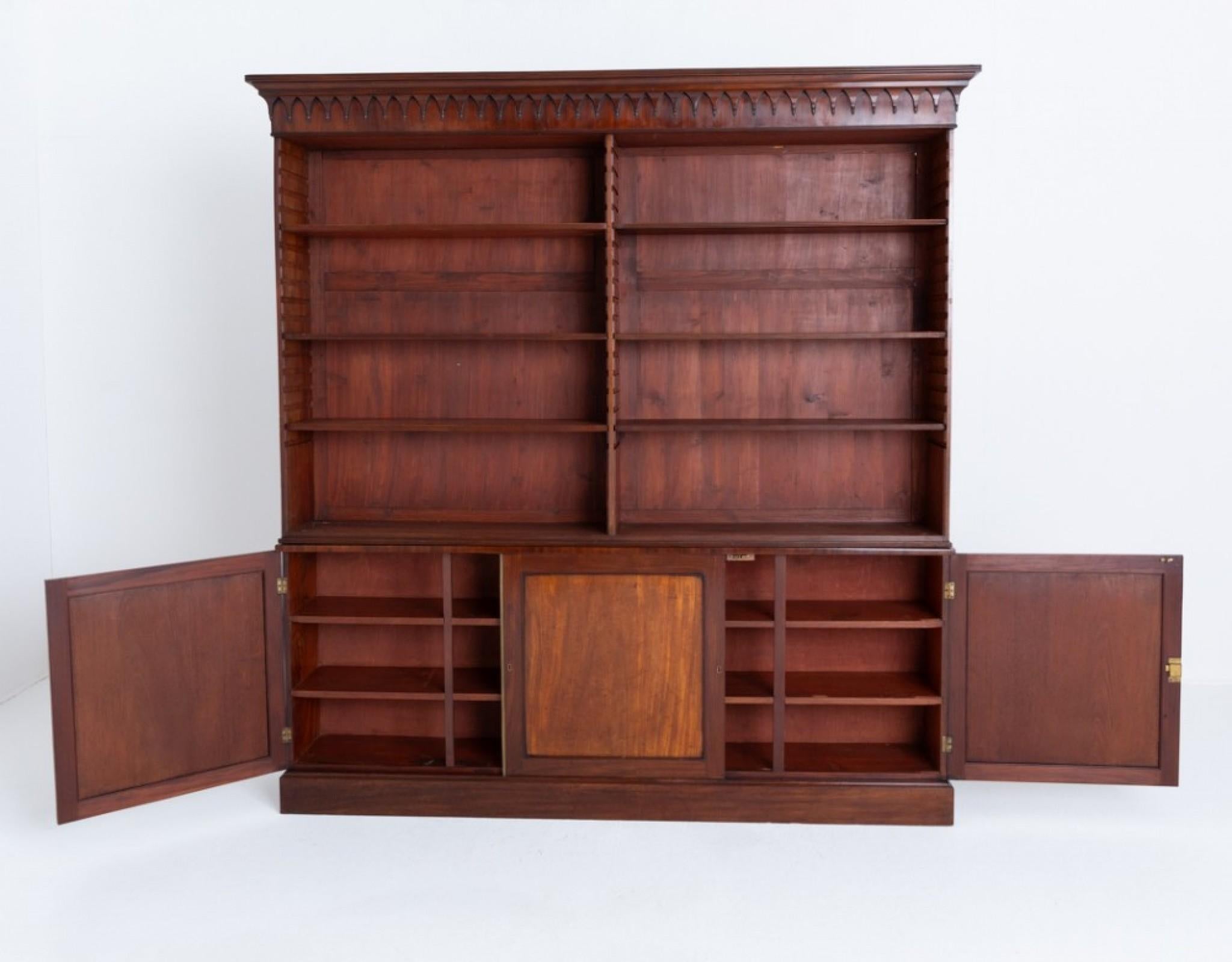 20th Century Regency Open Bookcase Double Book Shelf Period For Sale