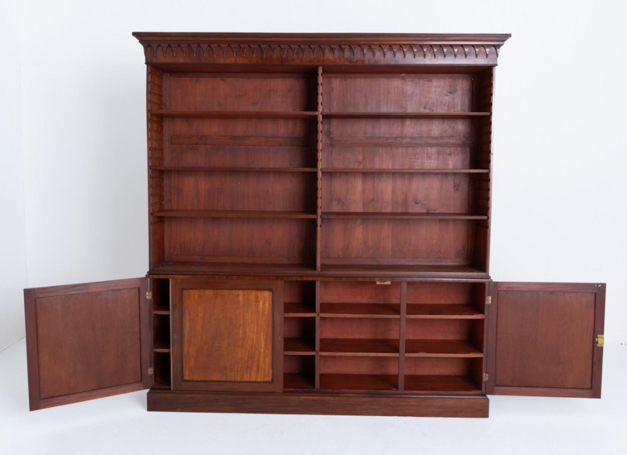 Regency Open Bookcase Double Book Shelf Period For Sale 1