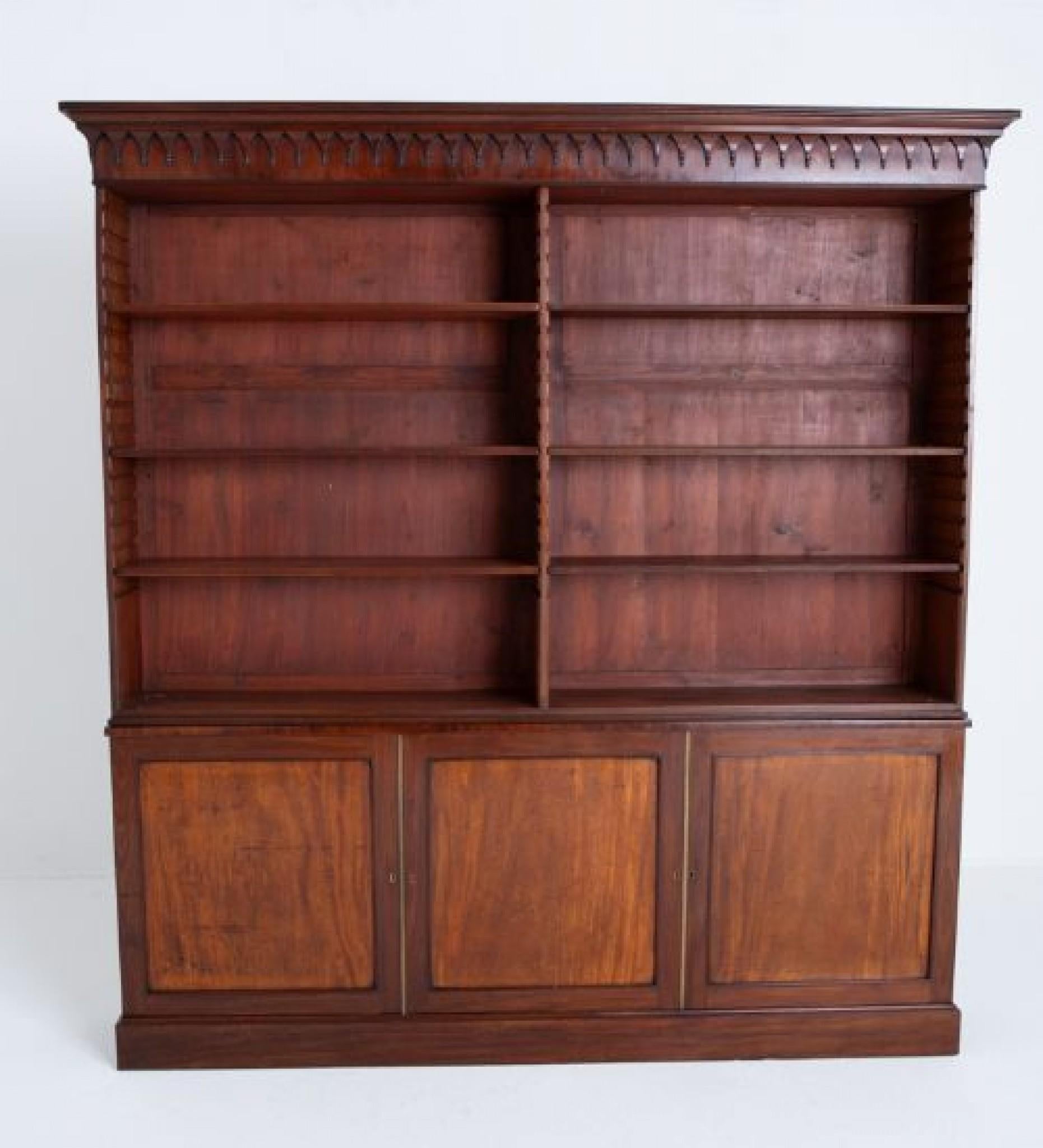 Regency Open Bookcase Double Book Shelf Period For Sale 2