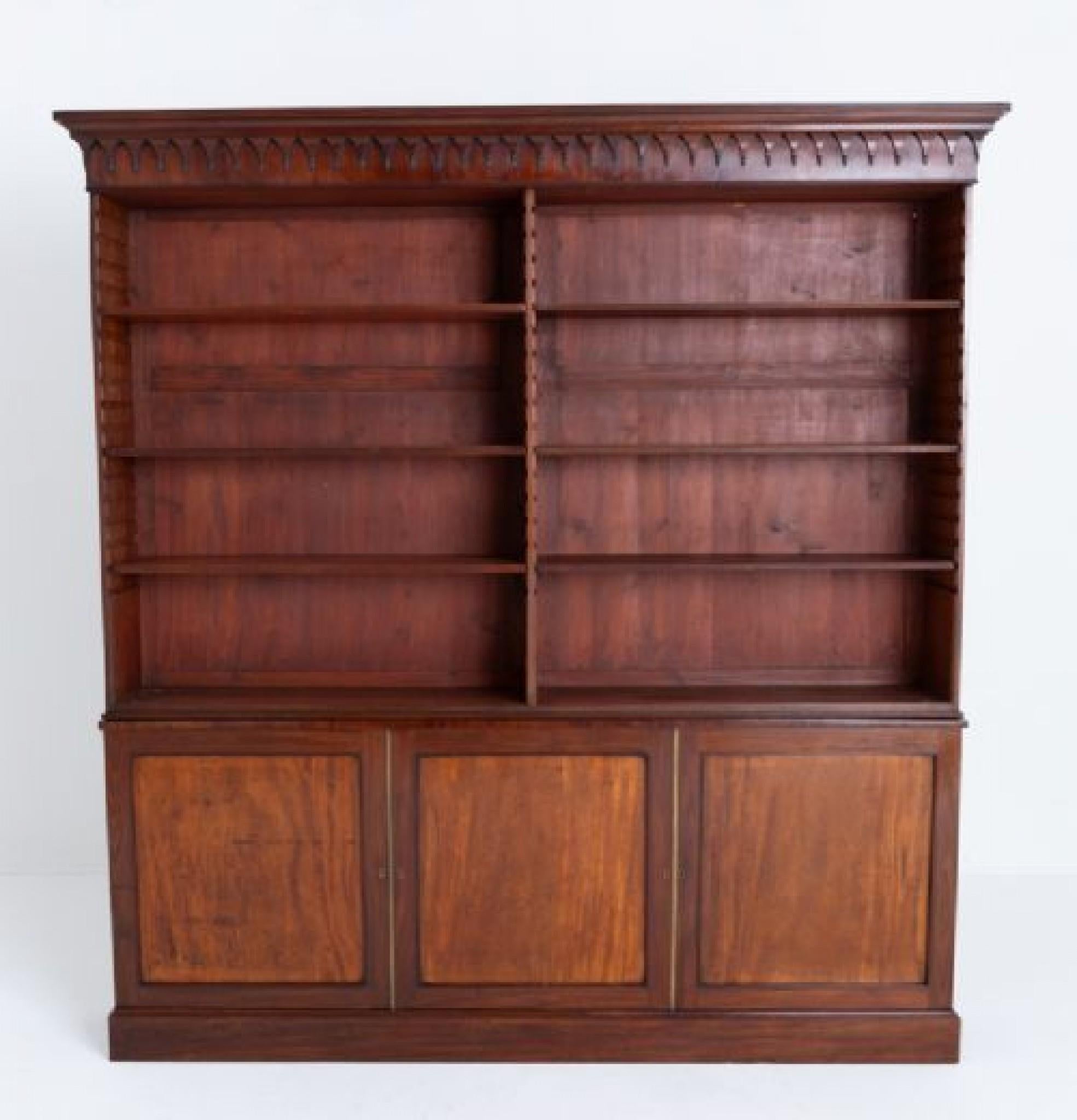 Regency Open Bookcase Double Book Shelf Period For Sale 4