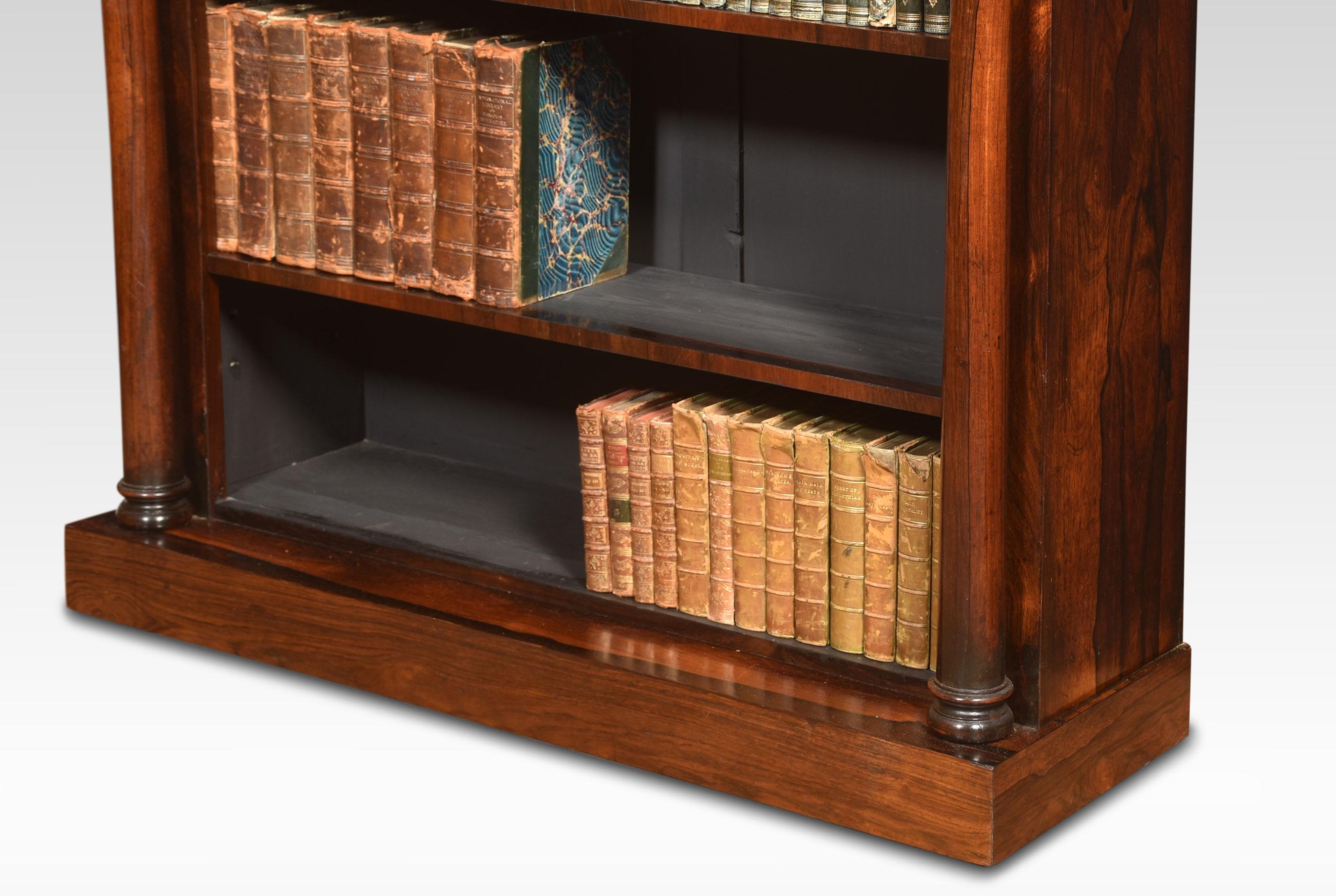 19th-century open bookcase, the rectangular marble top above two frieze drawers supported on circular turned columns. Enclosing two adjustable shelves, all raised up on plinth base.
Dimensions
Height 40.5 Inches
Width 42.5 Inches
Depth 14.5