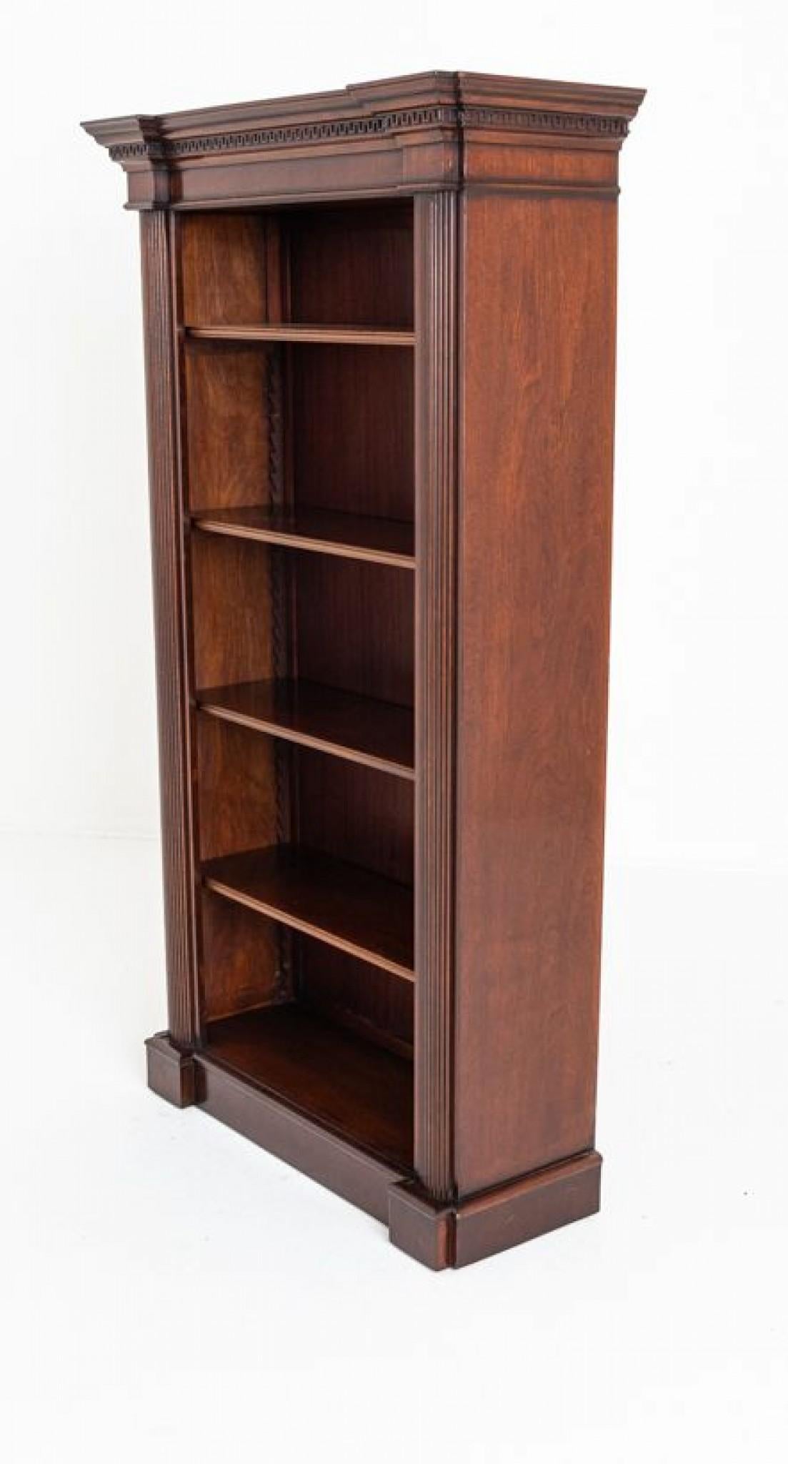 Late 20th Century Regency Open Bookcase Mahogany Book Shelf For Sale