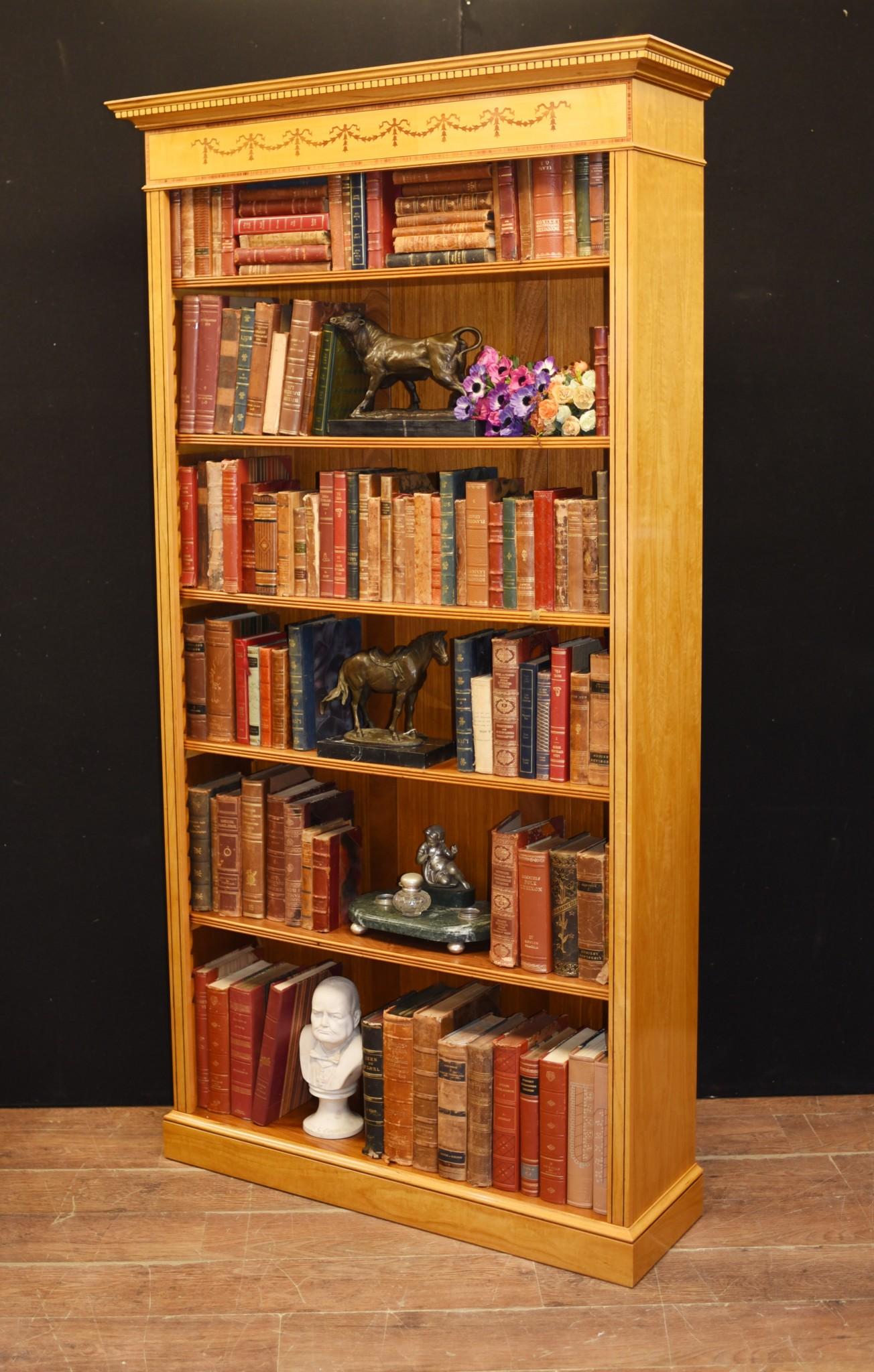 Regency Open Bookcase - Satinwood Sheraton Bookcases For Sale 8