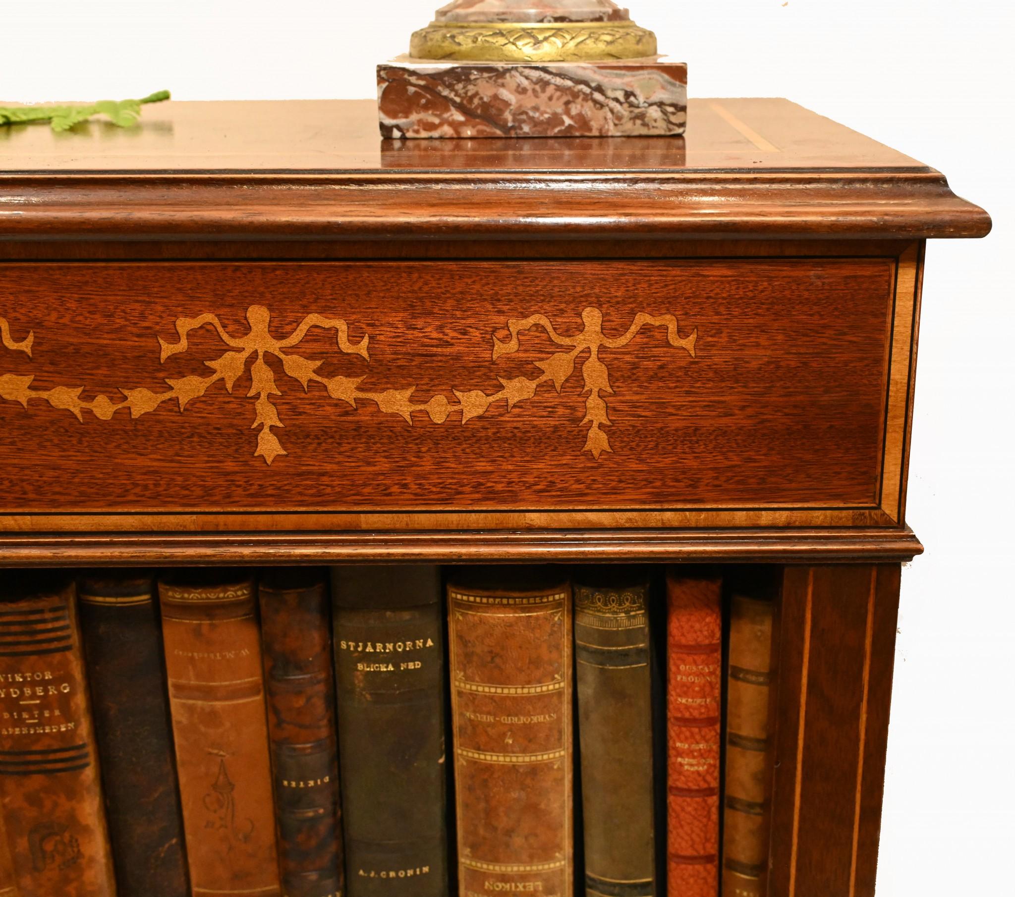 Regency Open Front Bookcase - Mahogany Sheraton Inlay For Sale 12