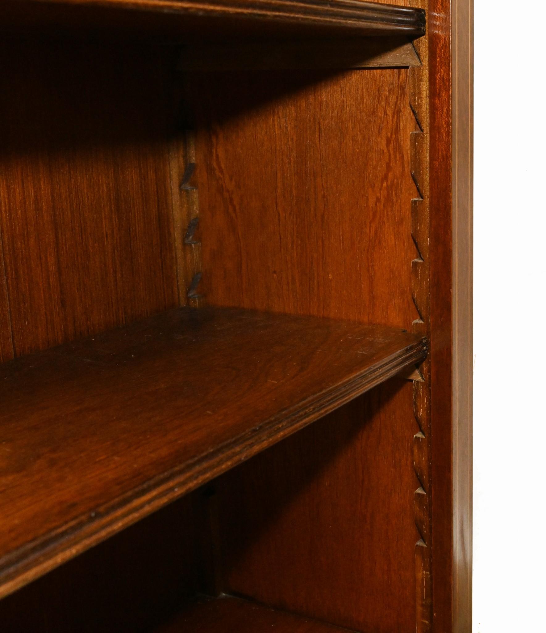 Late 20th Century Regency Open Front Bookcase - Mahogany Sheraton Inlay For Sale