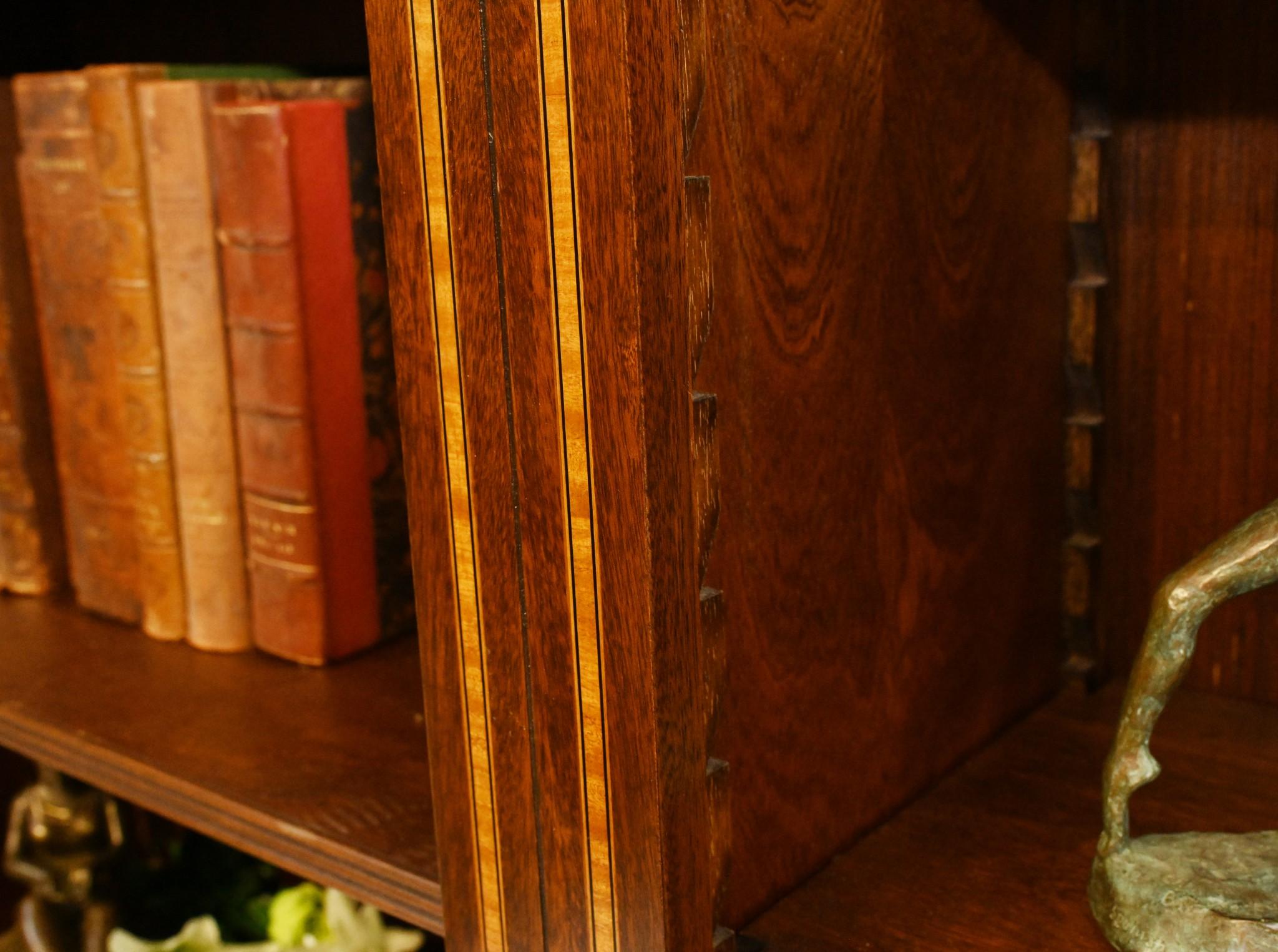 Regency Open Front Bookcase Mahogany Sheraton Inlay For Sale 2