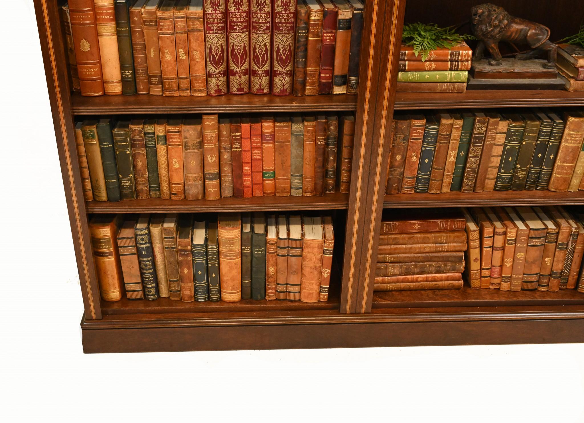 Regency Open Front Bookcase Mahogany Sheraton Inlay For Sale 4