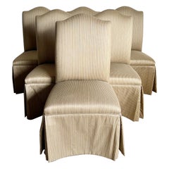 Regency Orange Purple and Brown Skirted Parsons Dining Chairs - Set of 6