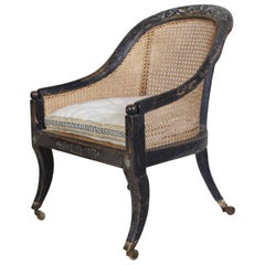 Regency Original Painted Bergère Armchair Attributed To Gillows