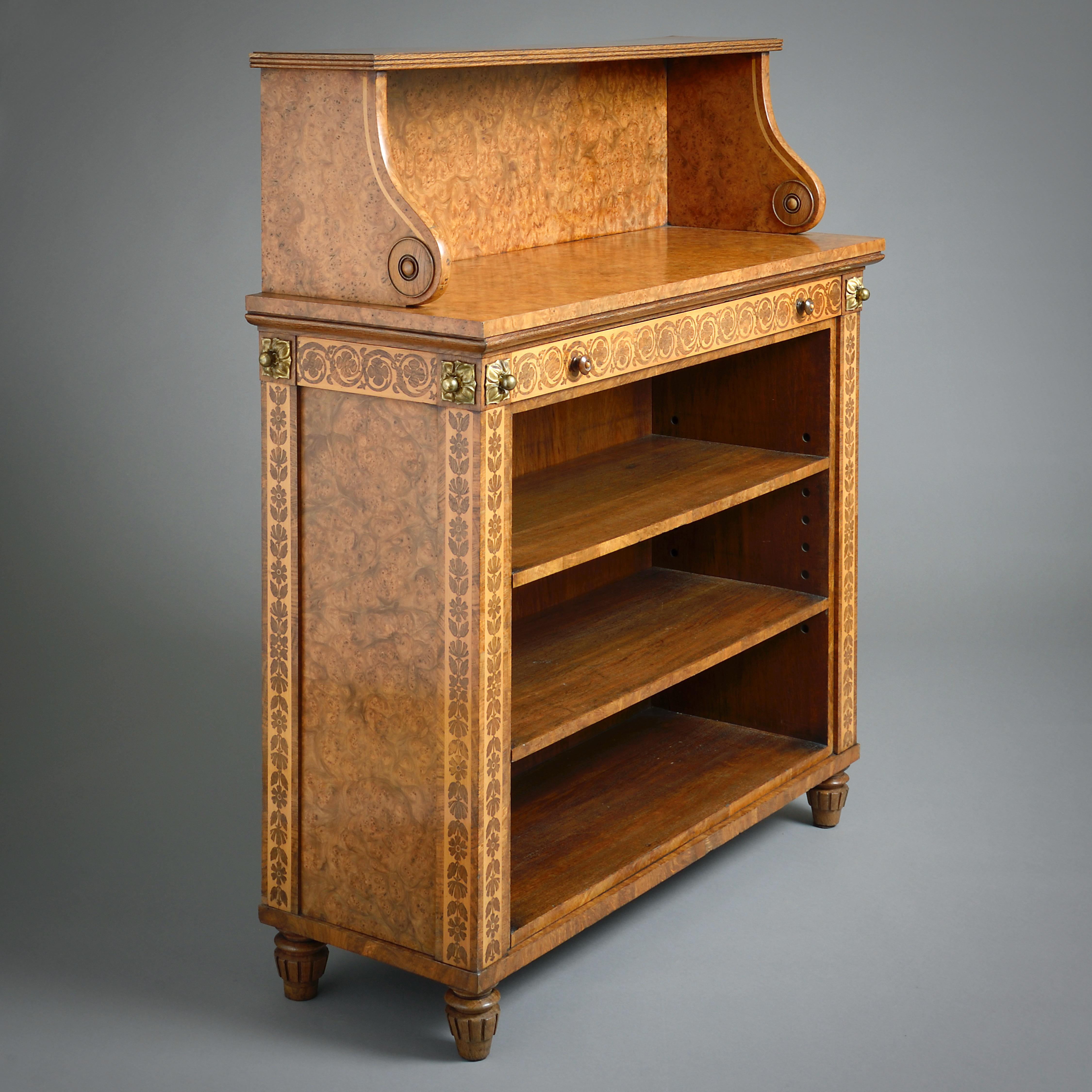 19th Century Regency Ormolo-Mounted Pollard Oak Bookcase Attributed to George Bullock For Sale