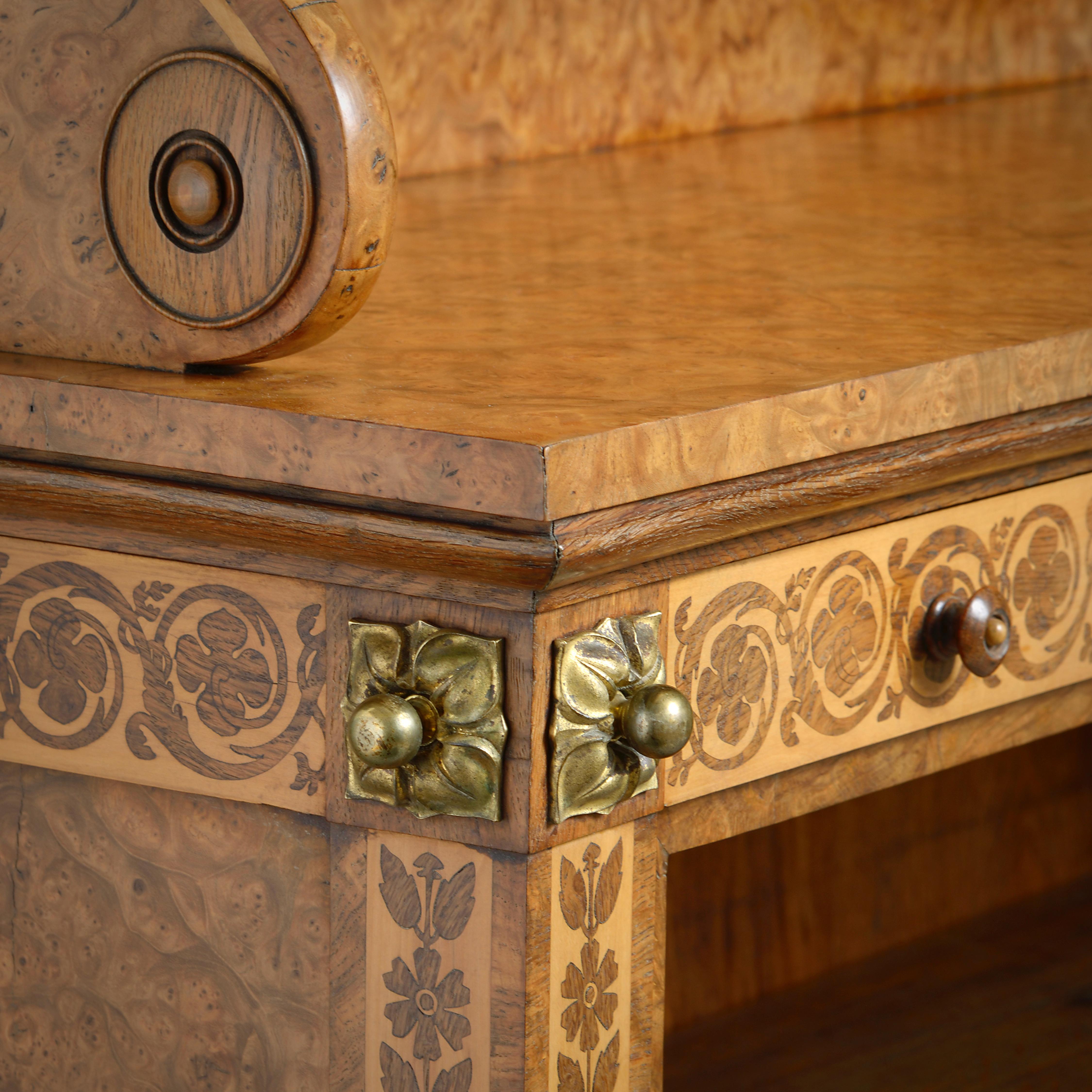 Regency Ormolo-Mounted Pollard Oak Bookcase Attributed to George Bullock For Sale 1