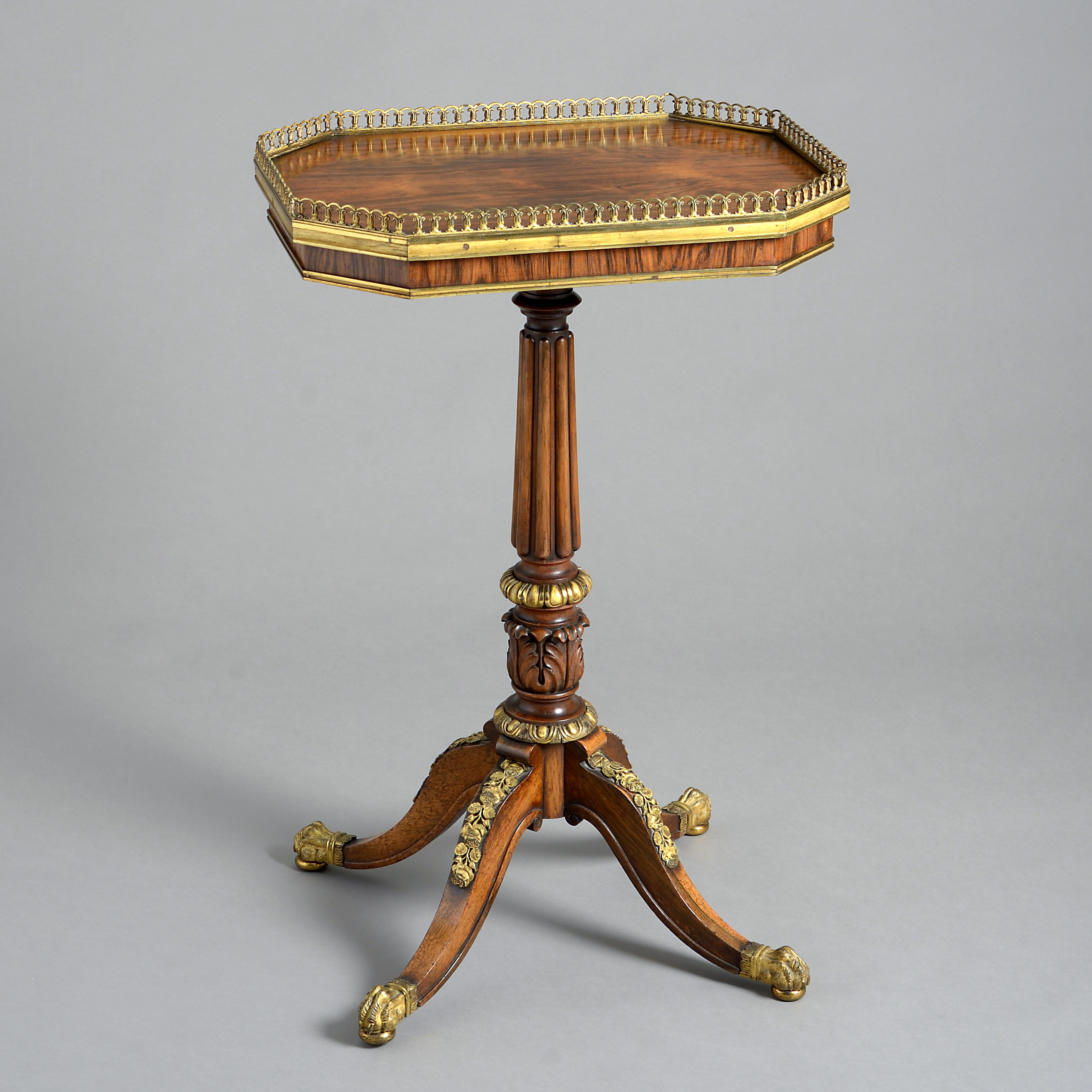 19th Century Regency Ormolu and Rosewood Lamp Table