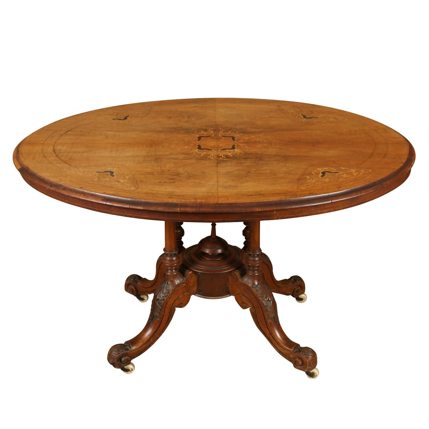 20th Century Regency Oval Dining Table with Satinwood and Ebony Inlay