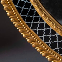 Large Regency Giltwood Oval Wall Mirror with Églomisé Border Circa 1790