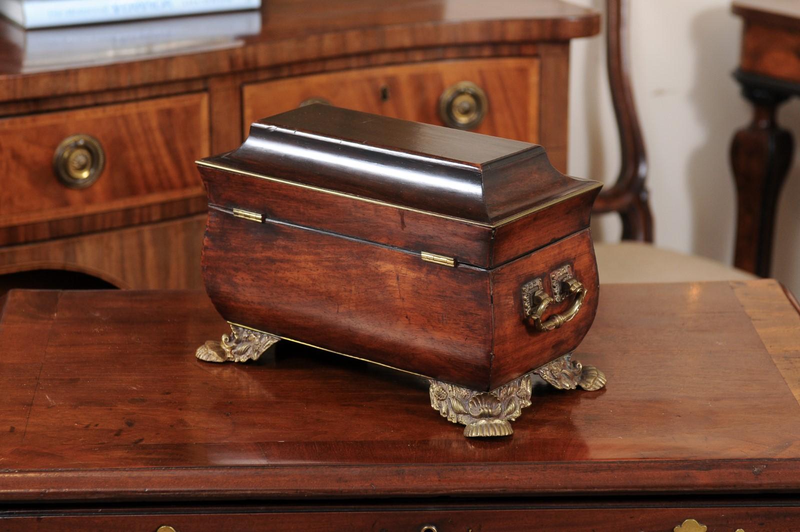 Regency Pagoda Form Work Box with Brass Feet & Inlay, Early 19th Century England For Sale 5