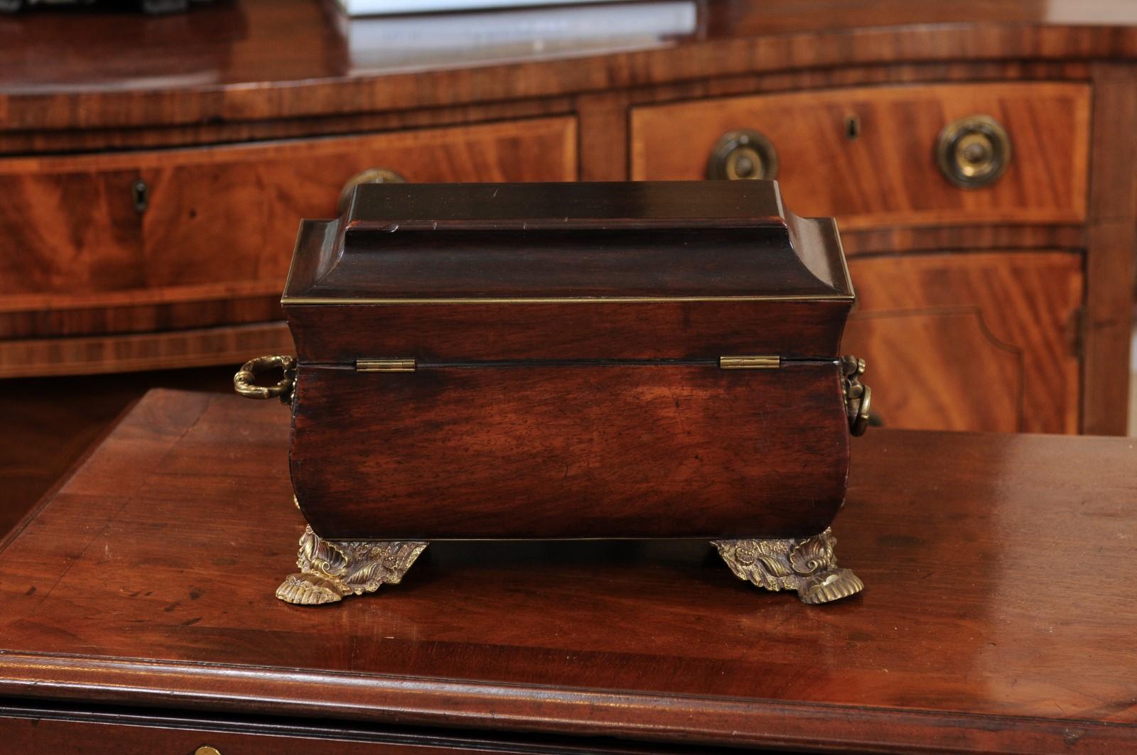 Regency Pagoda Form Work Box with Brass Feet & Inlay, Early 19th Century England For Sale 6