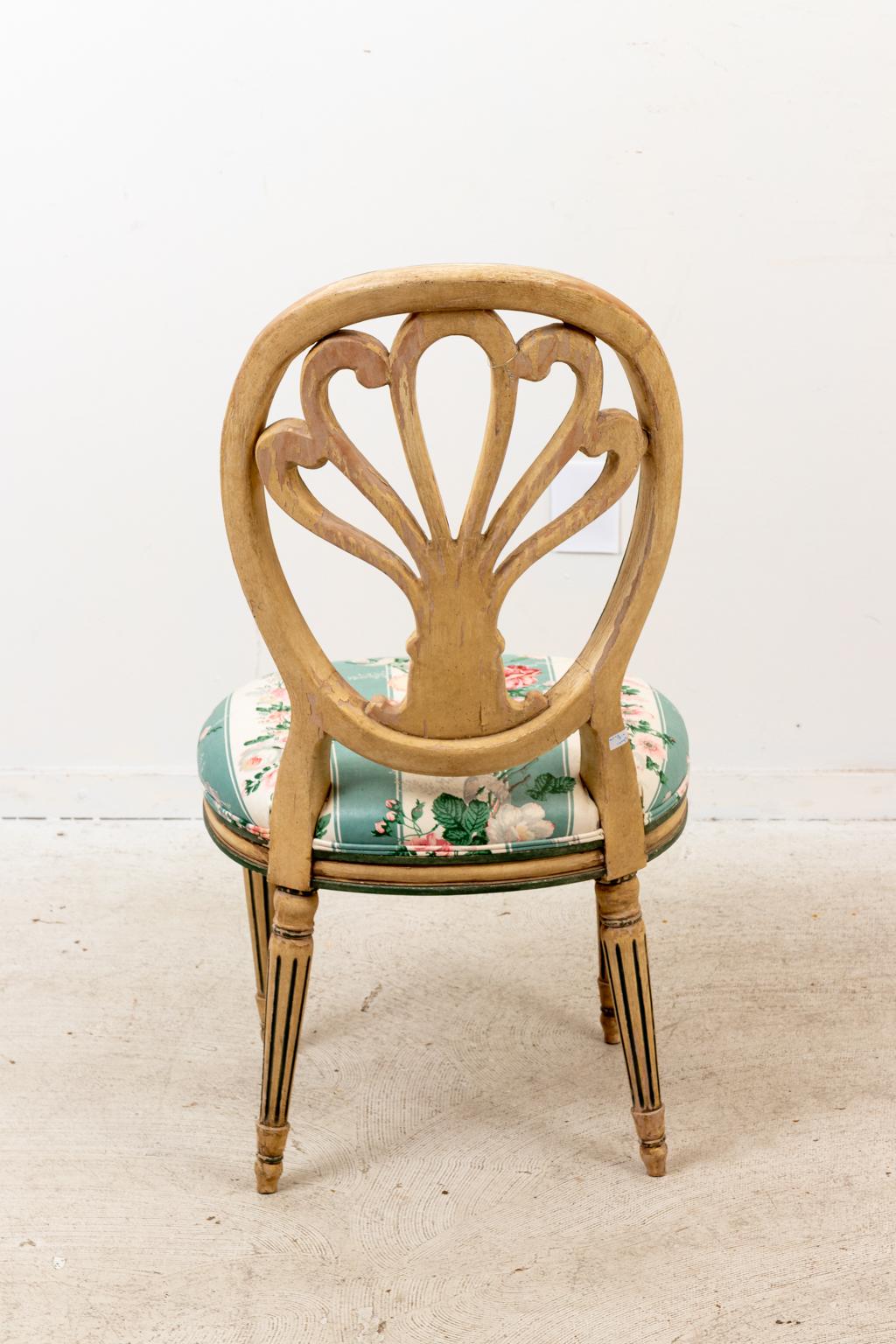 Upholstery Regency Paint Decorated Side Chair For Sale