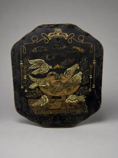 Regency Painted and Gilt Tôle Fire Screen w/ Doves and Classical Brazier, 19th C