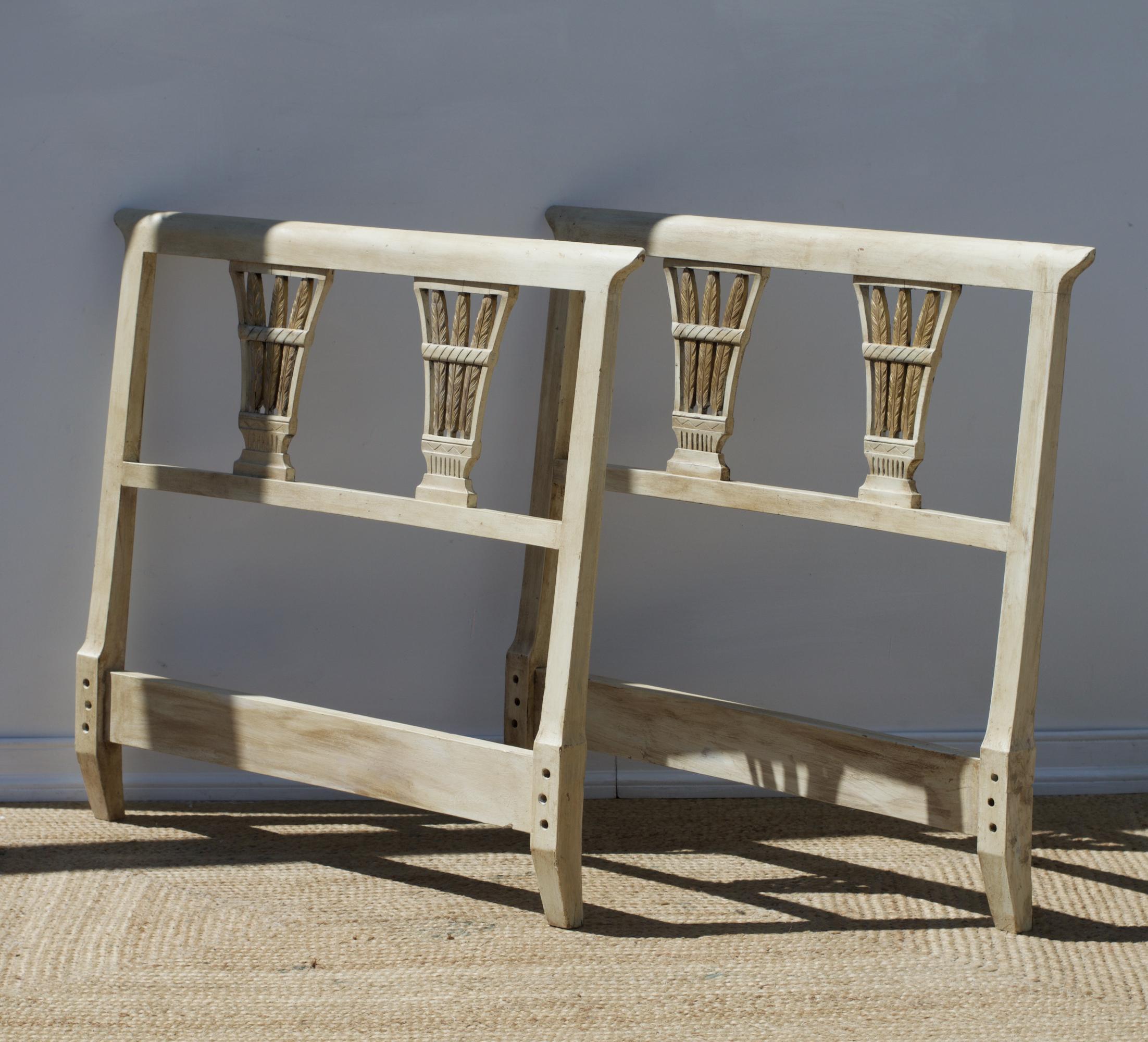 American Regency Painted and Gilt Twin Sized Headboards, a Pair For Sale