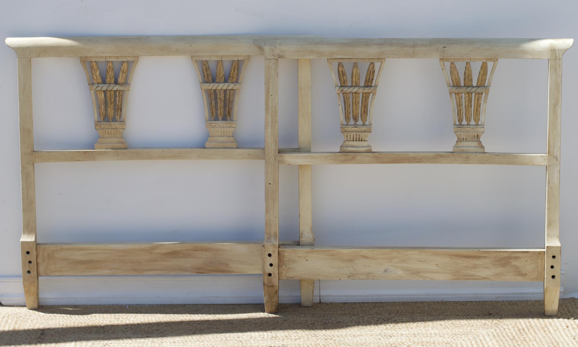 20th Century Regency Painted and Gilt Twin Sized Headboards, a Pair For Sale