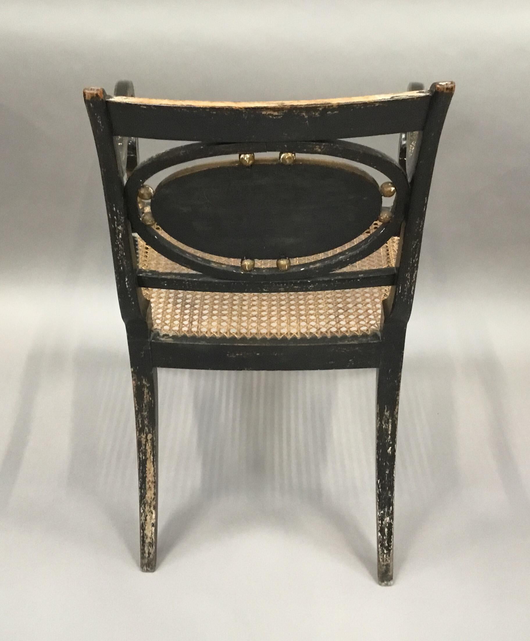 Regency Painted and Parcel Gilt Elbow Chair For Sale 8