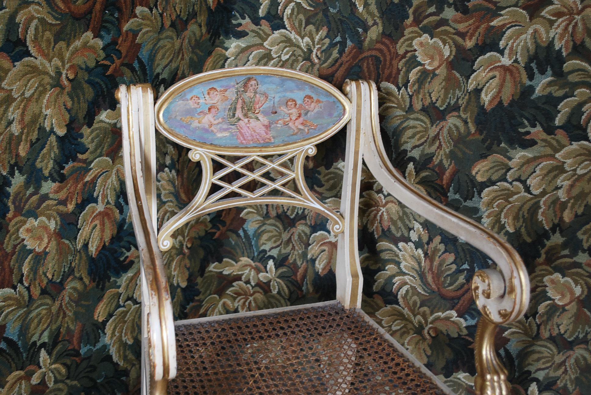 Beech Regency Painted Armchair For Sale