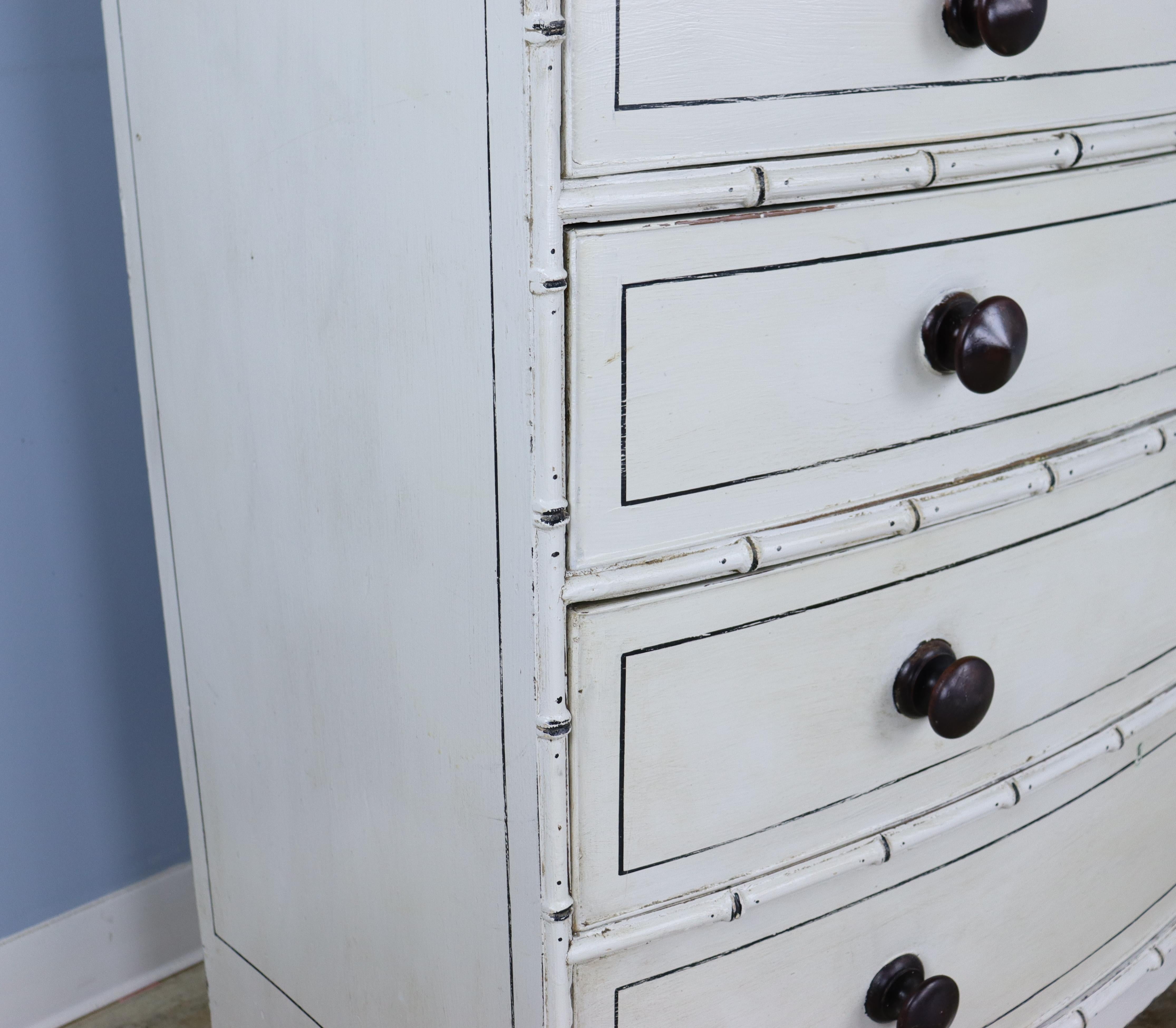 Regency Painted Faux Bamboo Bowfront Chest of Drawers For Sale 3