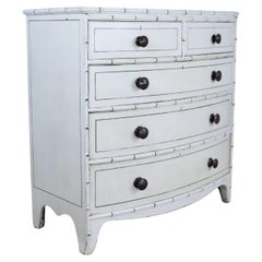 Regency Painted Faux Bamboo Bowfront Chest of Drawers