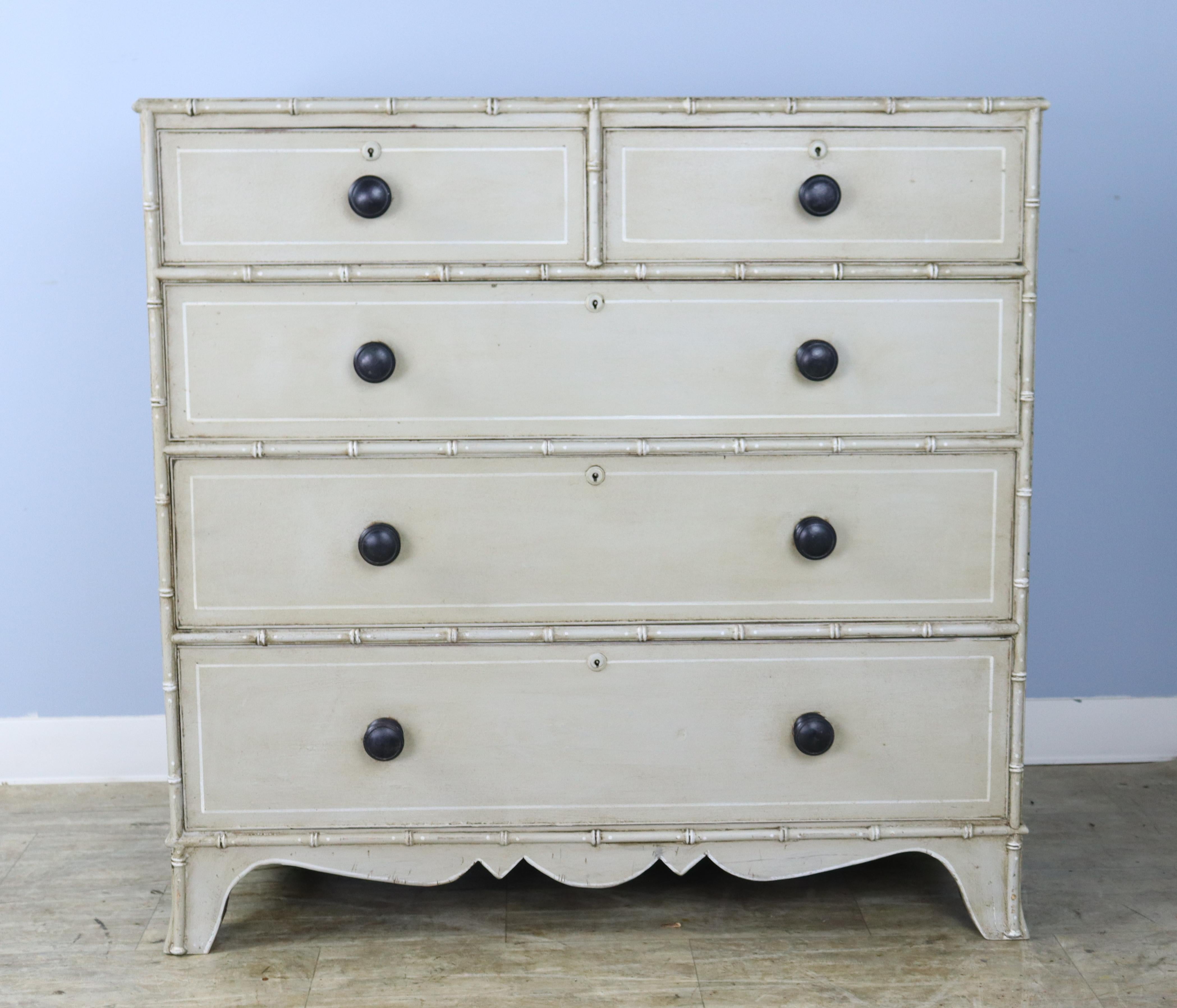 English Regency Painted Faux Bamboo Chest of Drawers