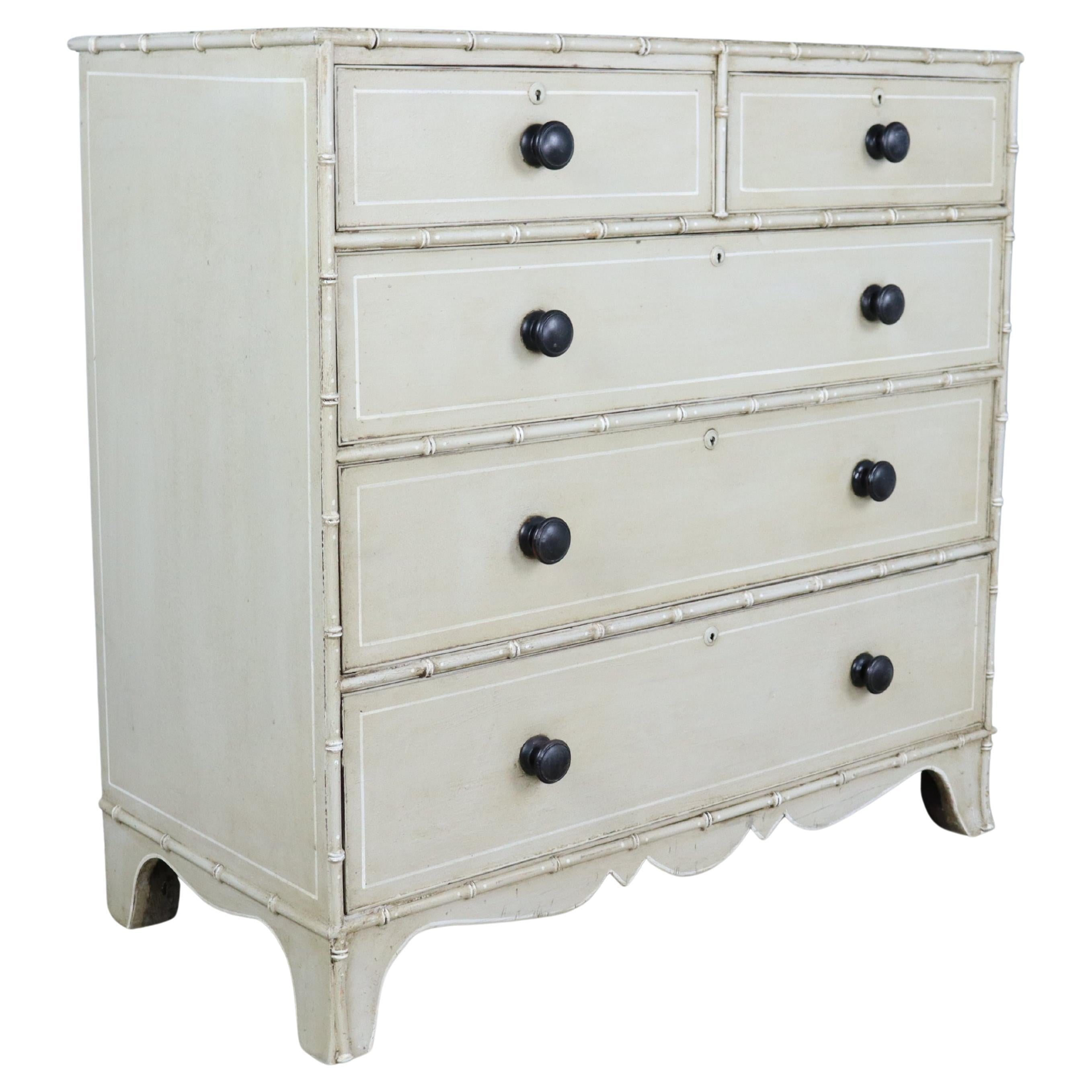 Regency Painted Faux Bamboo Chest of Drawers