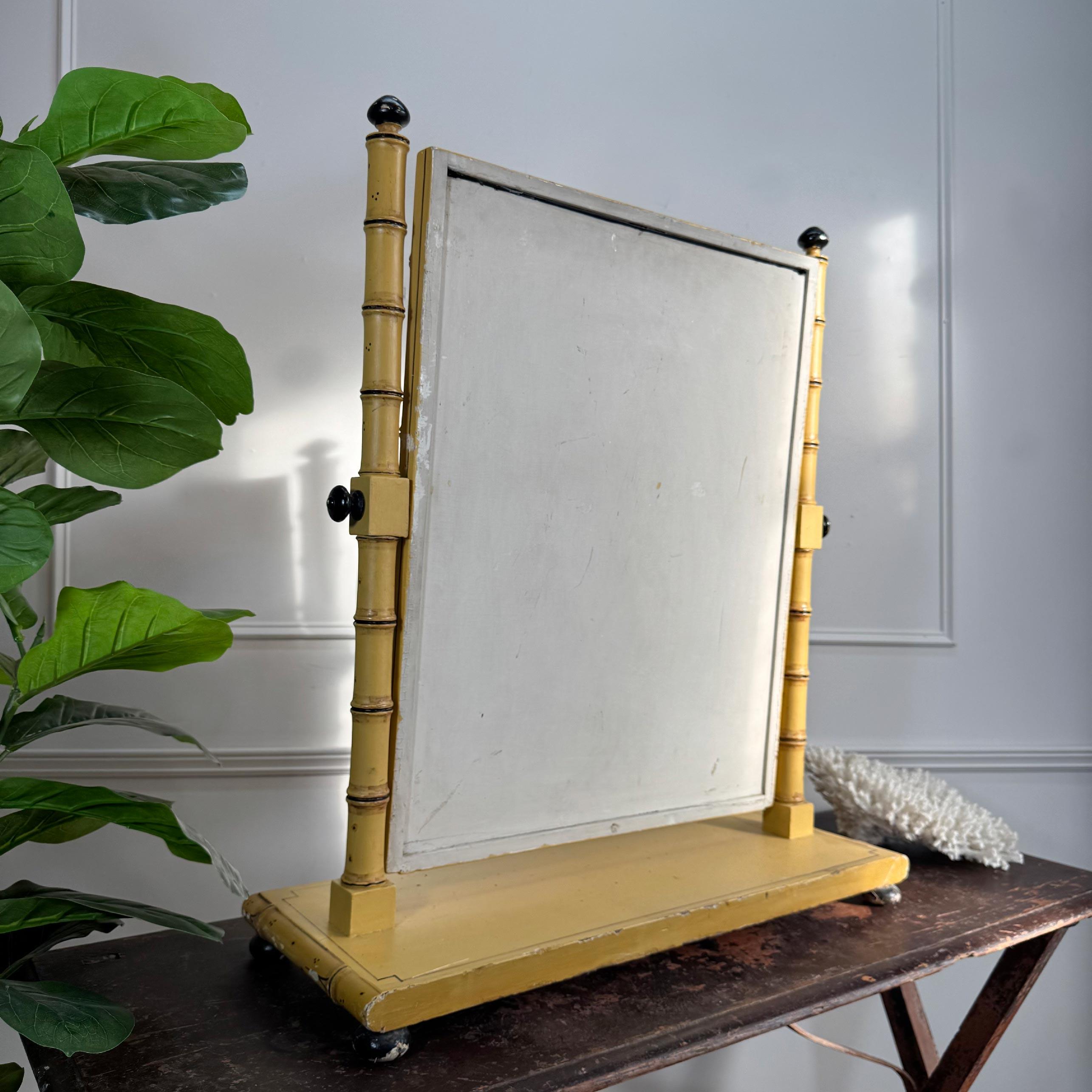 Regency Painted Faux Bamboo Dressing Table Mirror For Sale 6