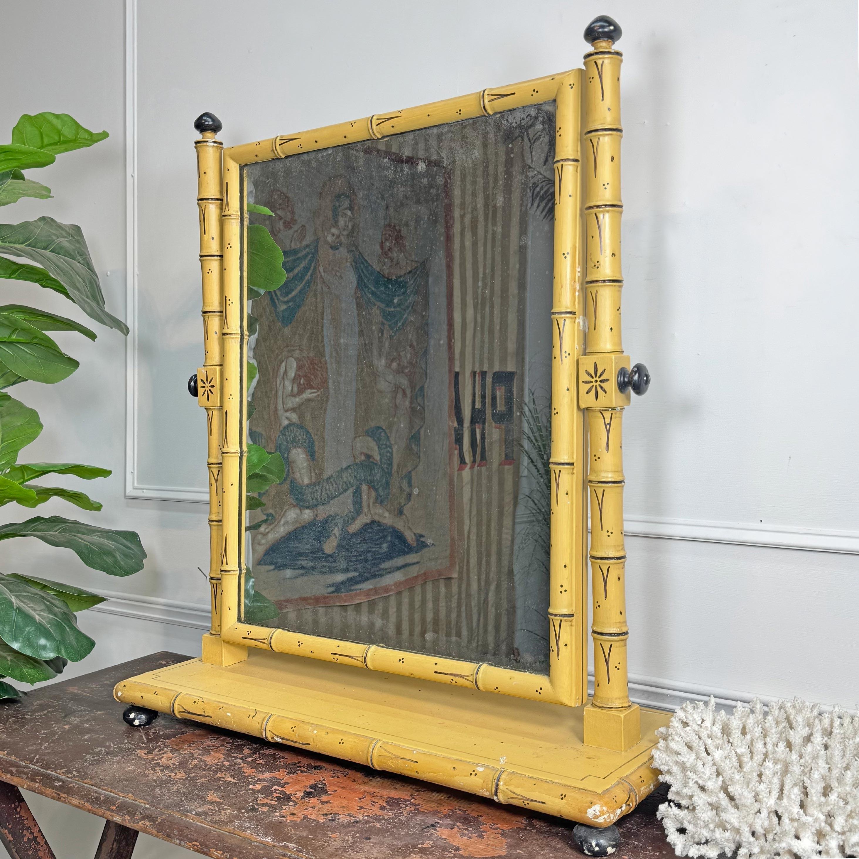 Regency Painted Faux Bamboo Dressing Table Mirror For Sale 7