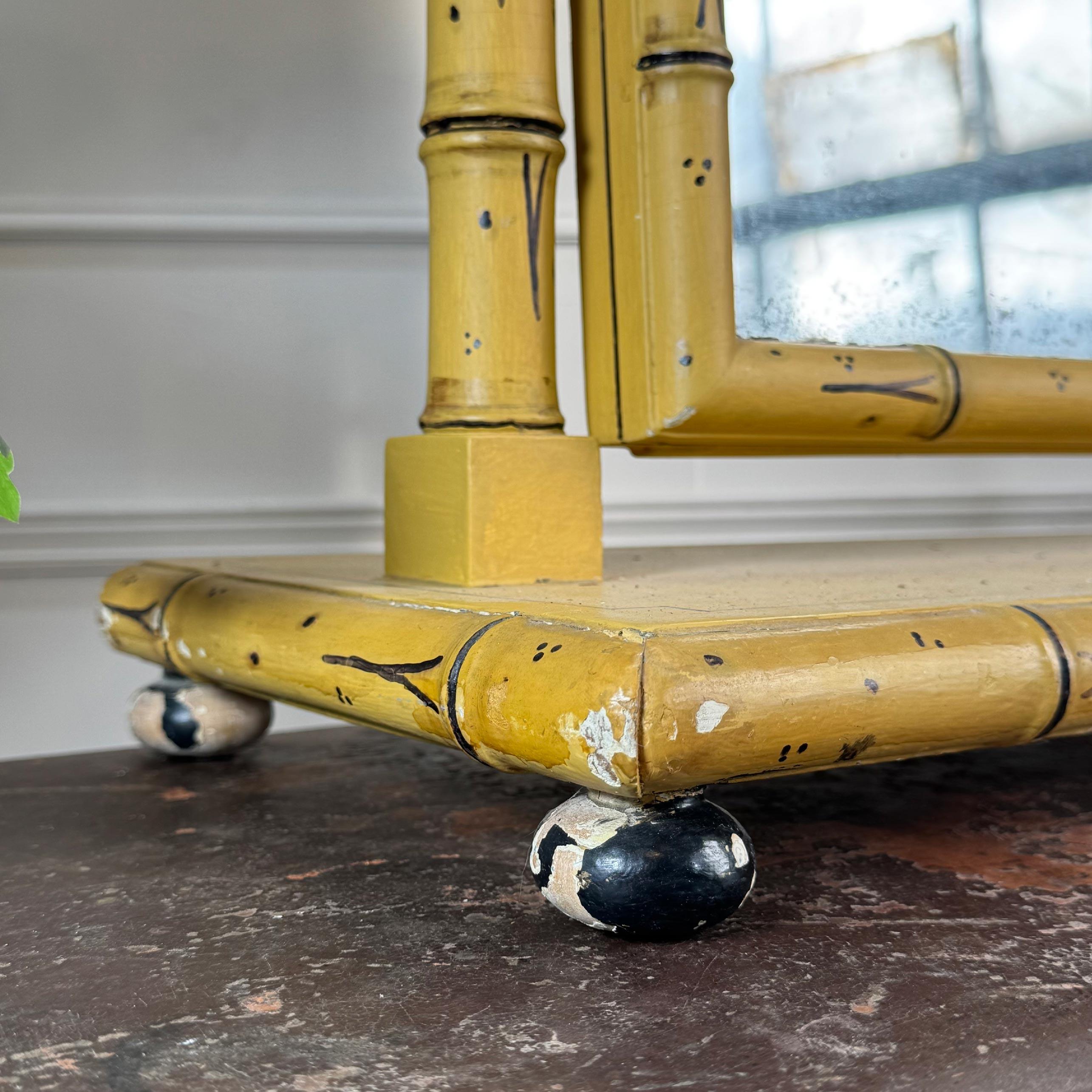 English Regency Painted Faux Bamboo Dressing Table Mirror For Sale