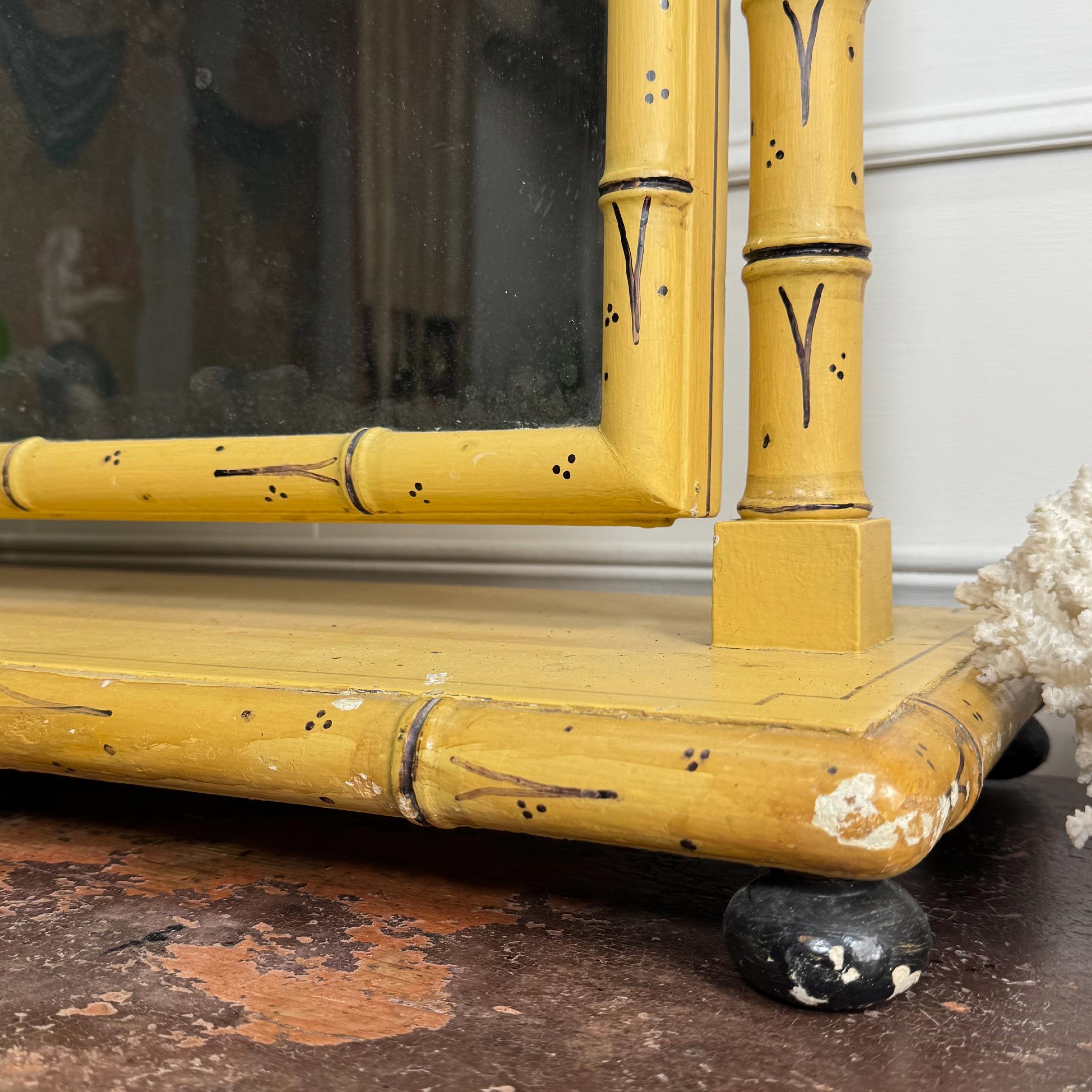 19th Century Regency Painted Faux Bamboo Dressing Table Mirror For Sale