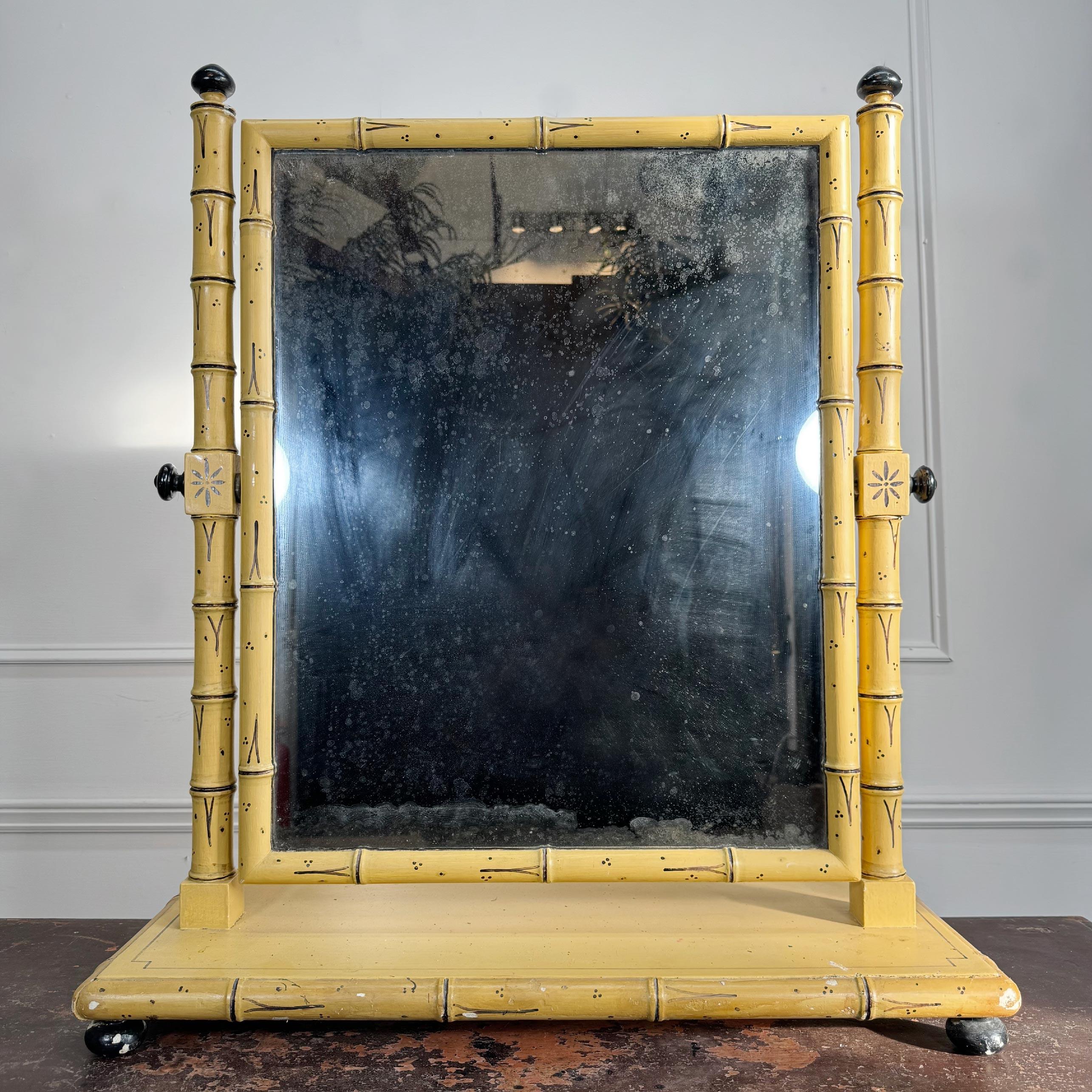 Regency Painted Faux Bamboo Dressing Table Mirror For Sale 1