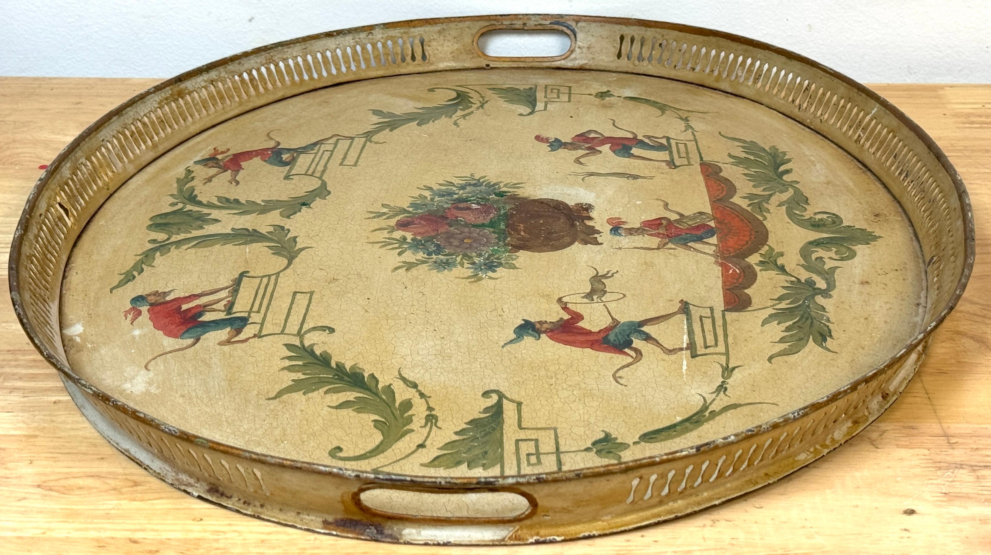 Bandeja de tole pintada de la Regencia con Chinoiserie  Decoración, inglés o francés en venta 3
