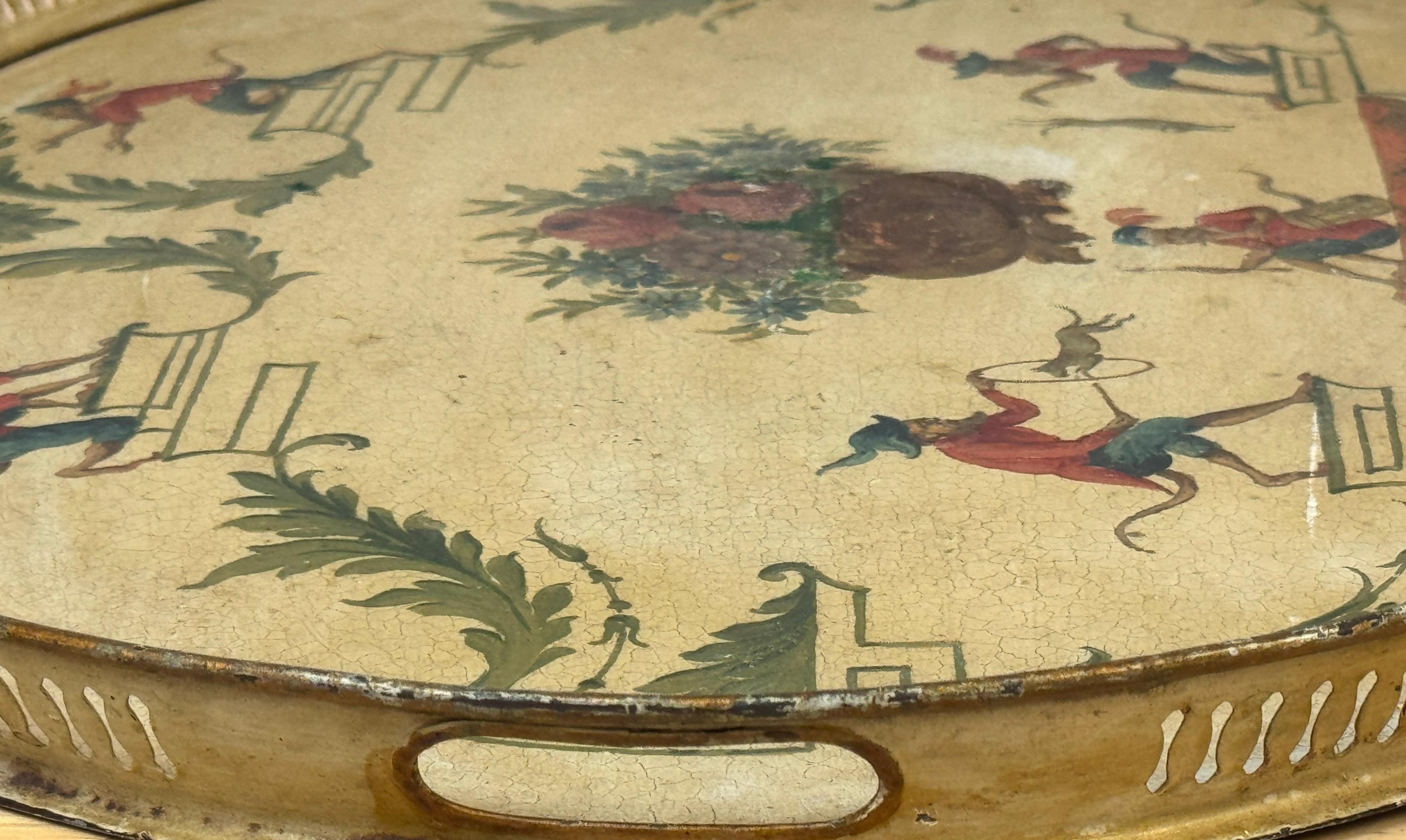 Bandeja de tole pintada de la Regencia con Chinoiserie  Decoración, inglés o francés en venta 4