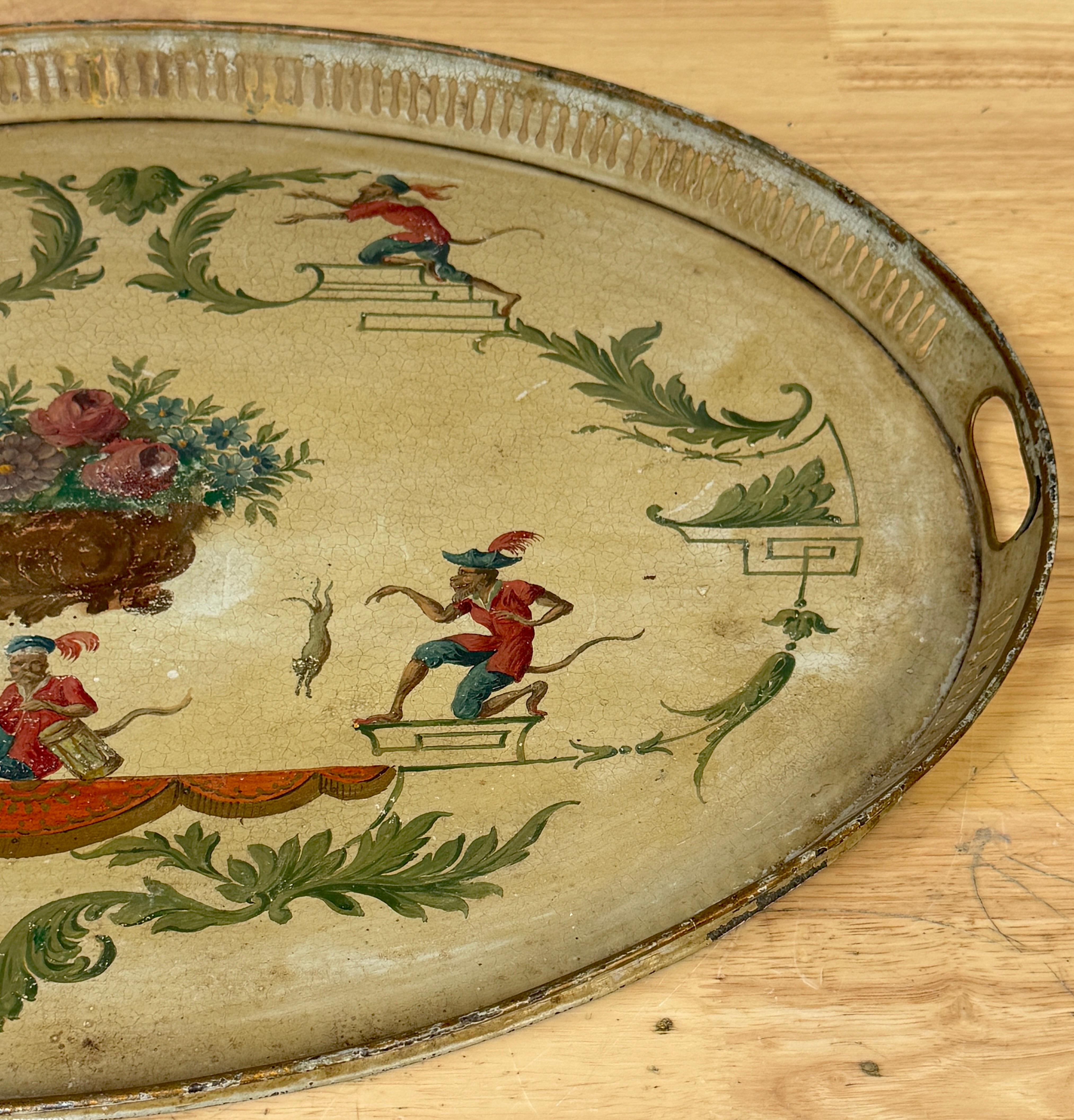Bandeja de tole pintada de la Regencia con Chinoiserie  Decoración, inglés o francés en venta 7