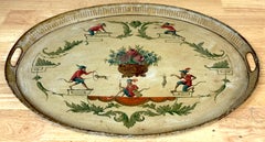 Regency Painted Tole Tray with Chinoiserie  Decoration, English or French