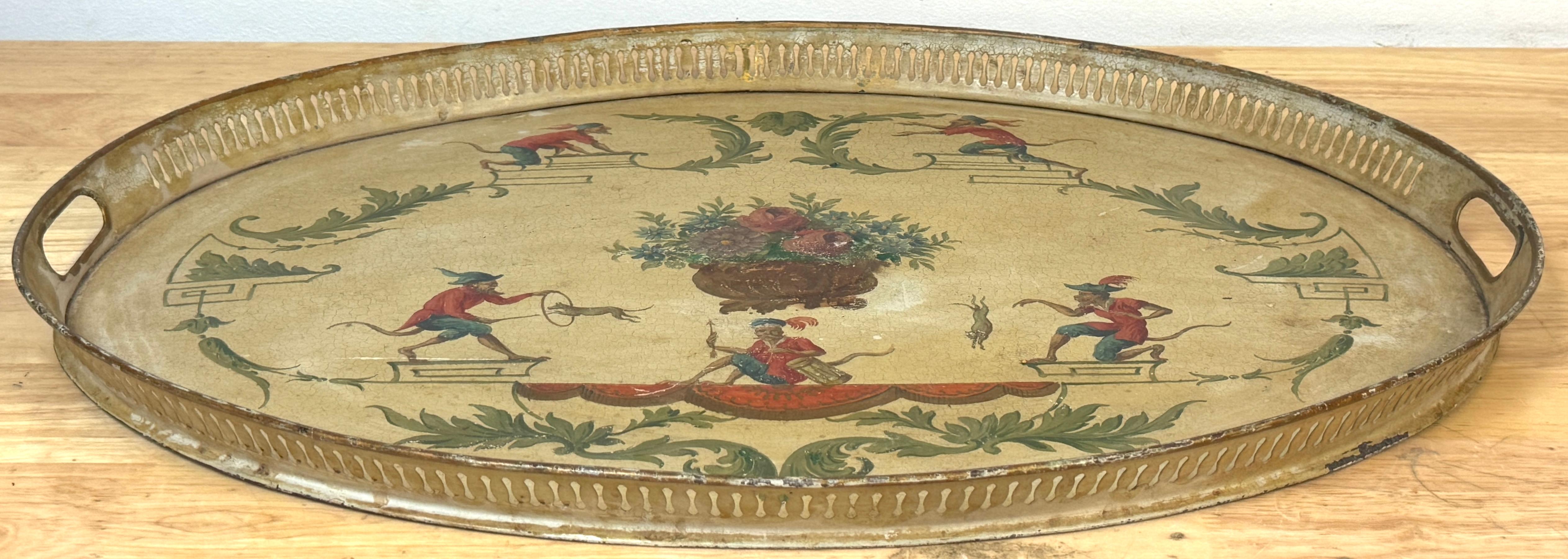 Bandeja de tole pintada de la Regencia con Chinoiserie  Decoración, inglés o francés en venta 1