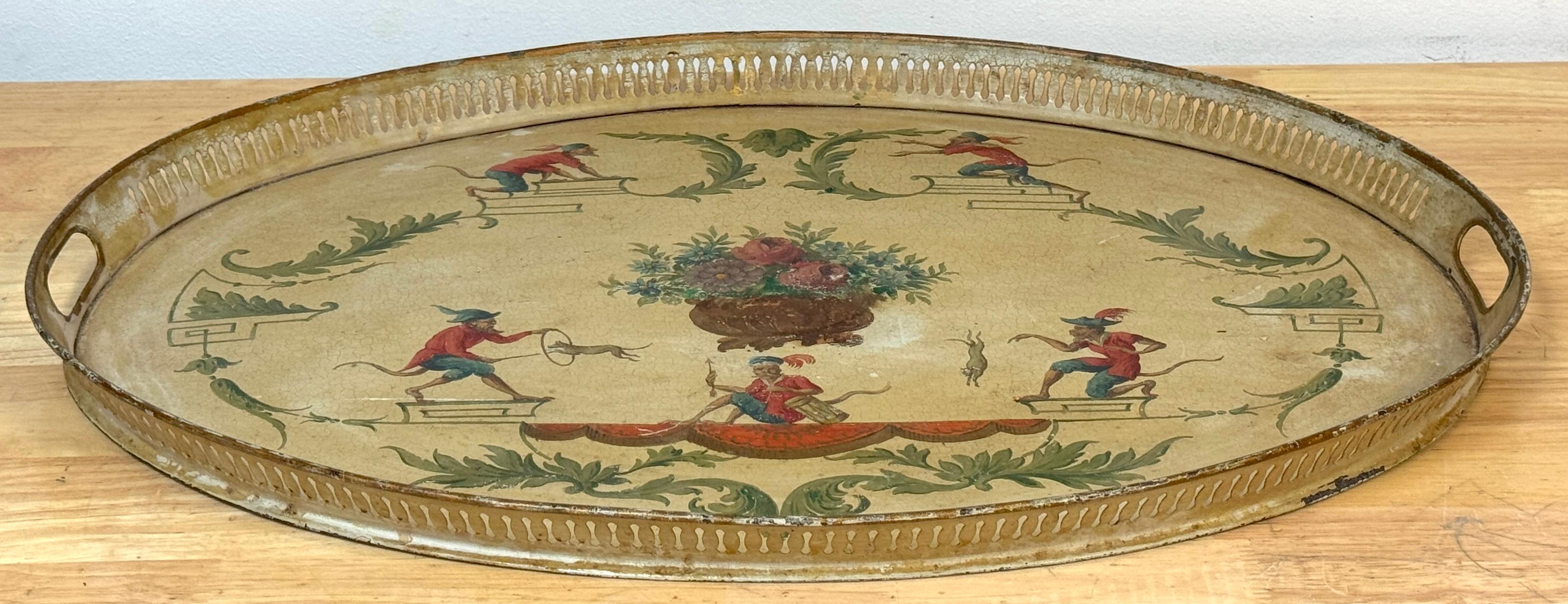Bandeja de tole pintada de la Regencia con Chinoiserie  Decoración, inglés o francés en venta 2