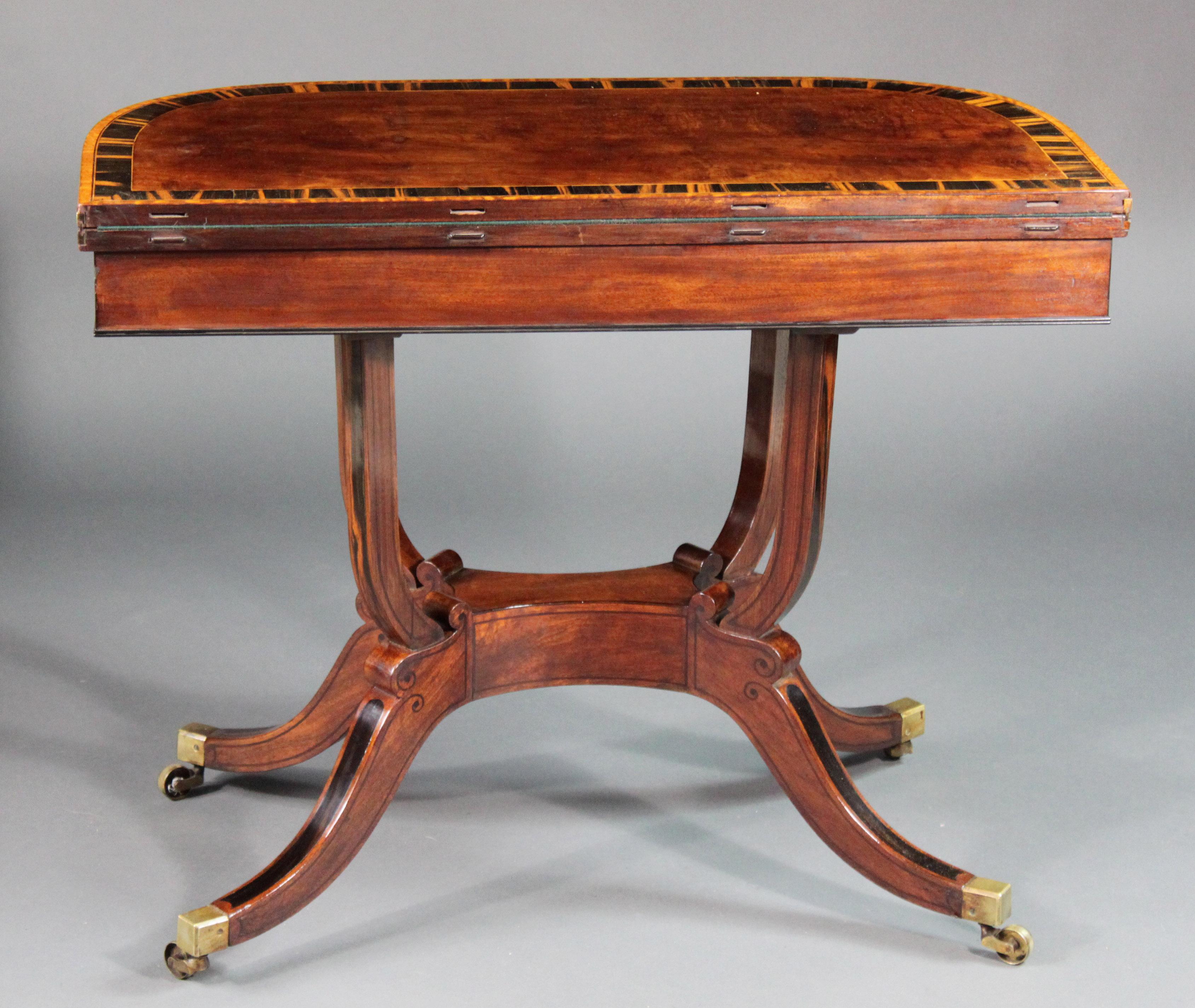 Regency Pair of Card Tables with Matching Sofa Table For Sale 5