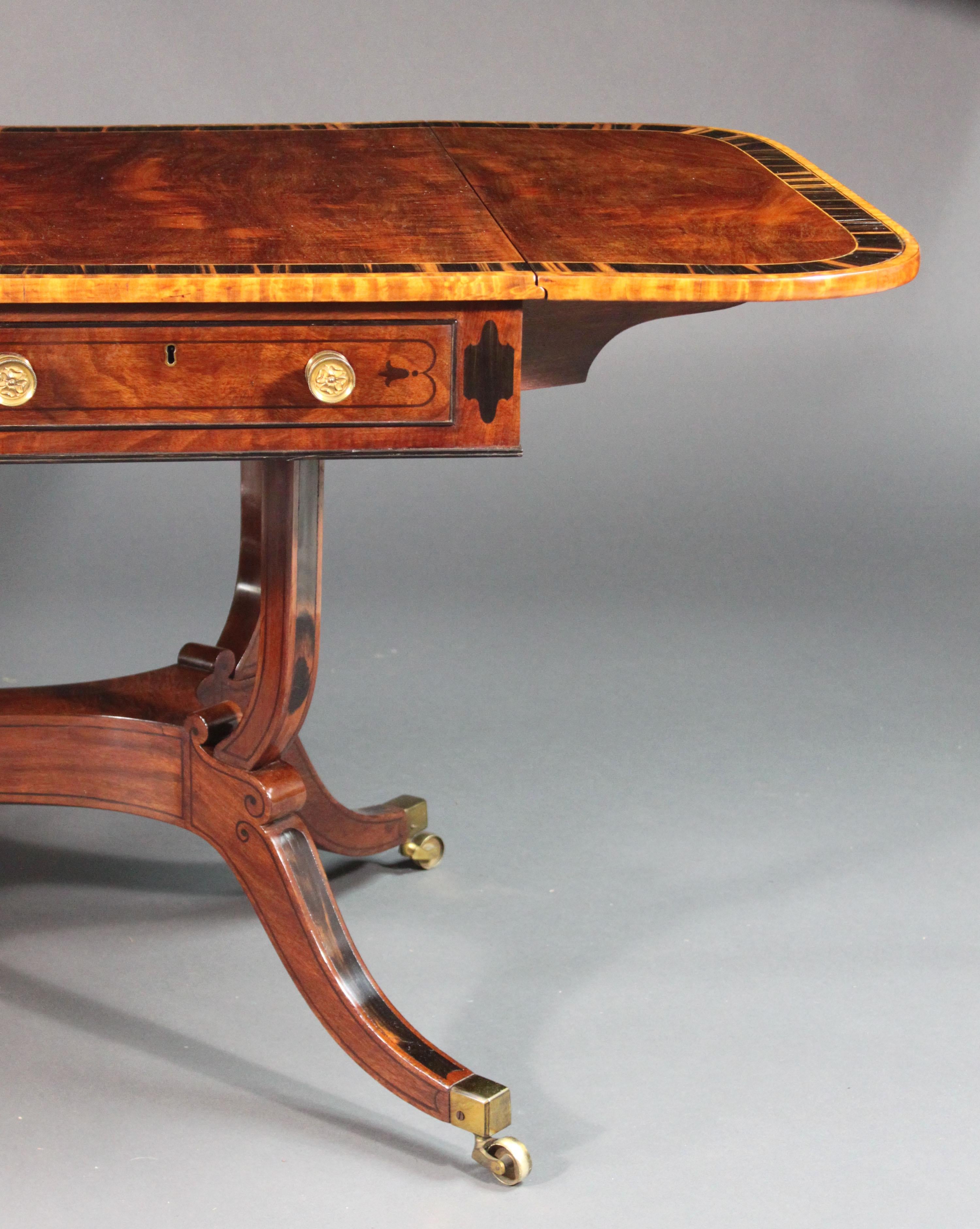 Regency Pair of Card Tables with Matching Sofa Table For Sale 9