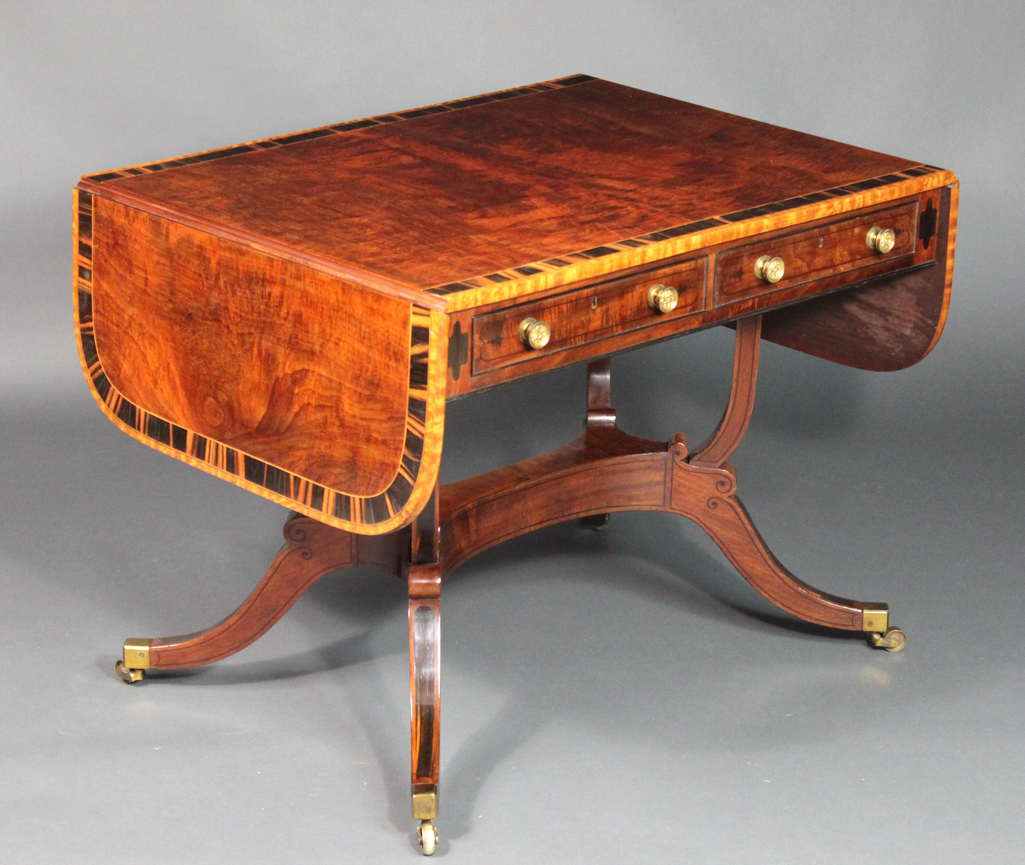 19th Century Regency Pair of Card Tables with Matching Sofa Table For Sale