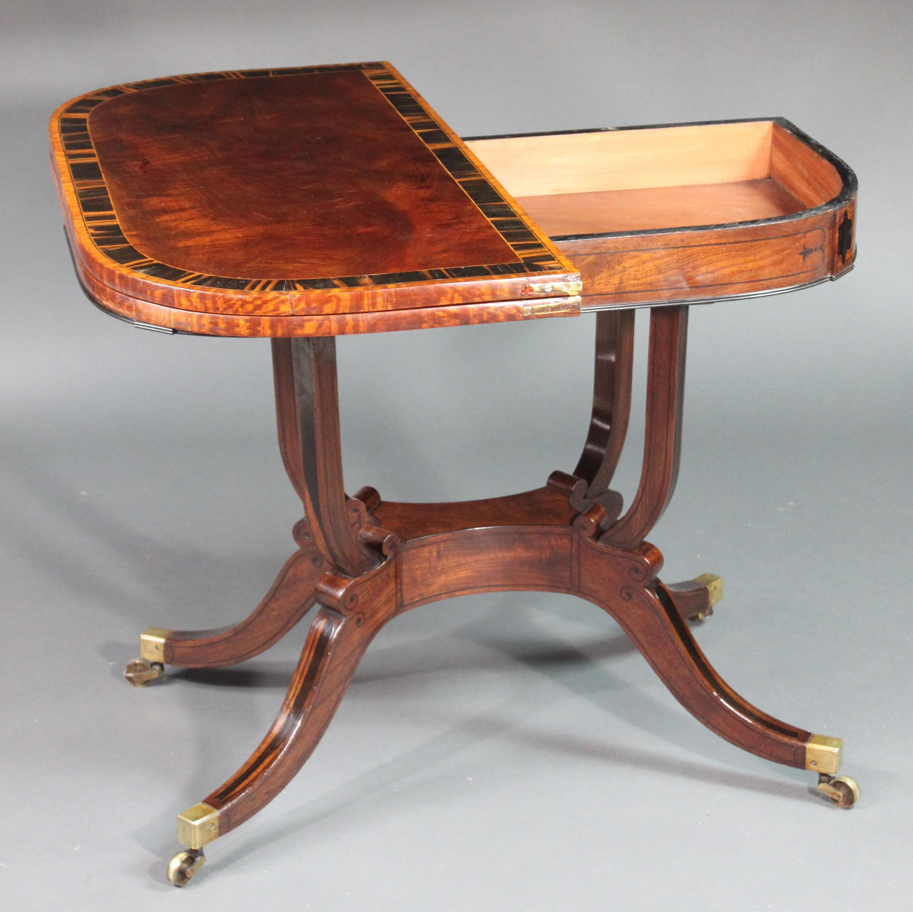 Mahogany Regency Pair of Card Tables with Matching Sofa Table For Sale