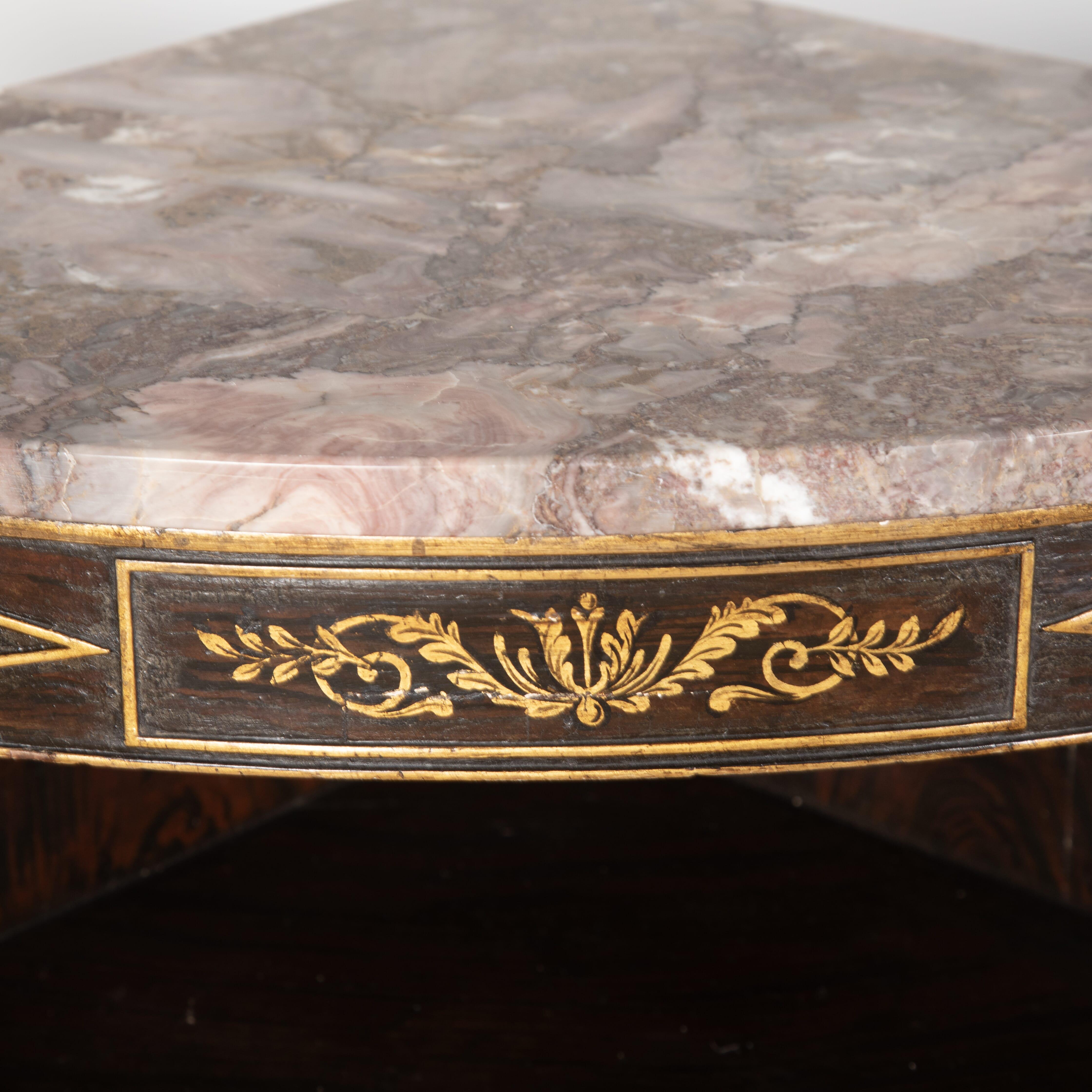 Regency Pair of Decorated & Marble Top Corner Cabinets For Sale 8
