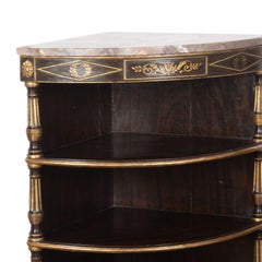 Regency Pair of Decorated & Marble Top Corner Cabinets